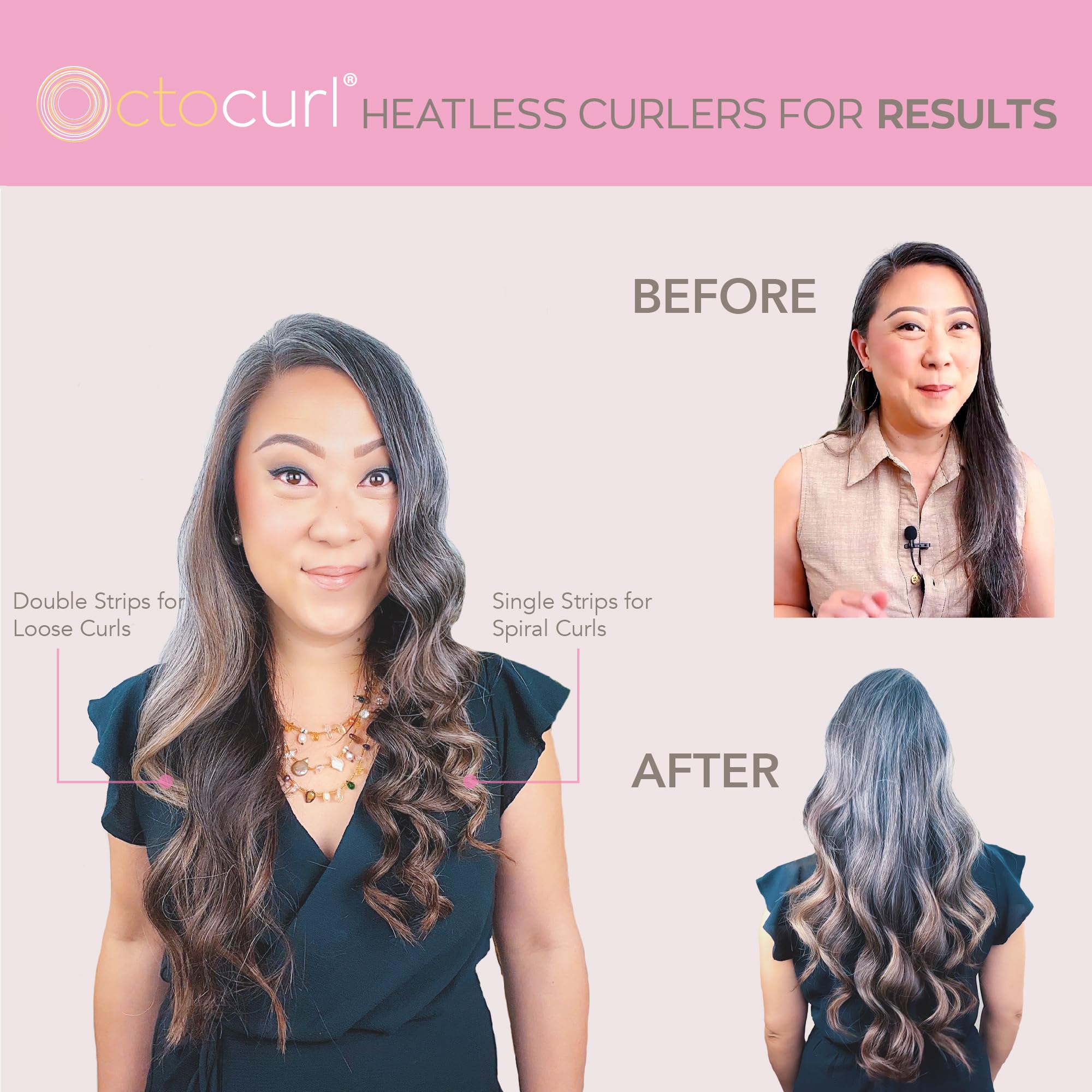Octocurl 16-rollers shot shows potential for loose curls and beachy waves.