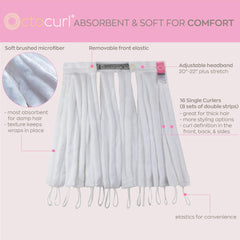 Octocurl heatless curls headband assembled image highlights 16 curlers for versatile styling.