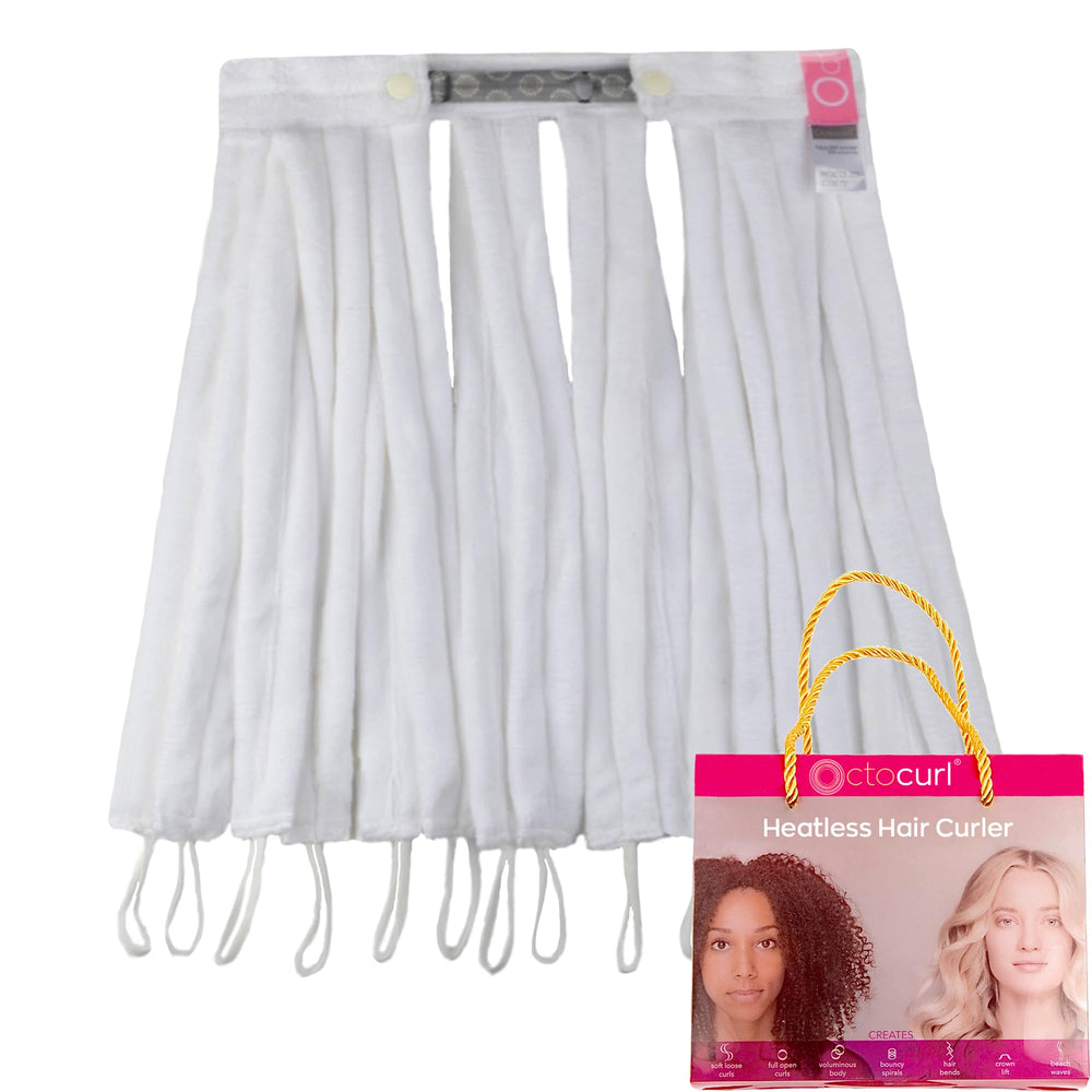 Octocurl heatless headband closeup shows microfiber texture for overnight, gentle curl formation.
