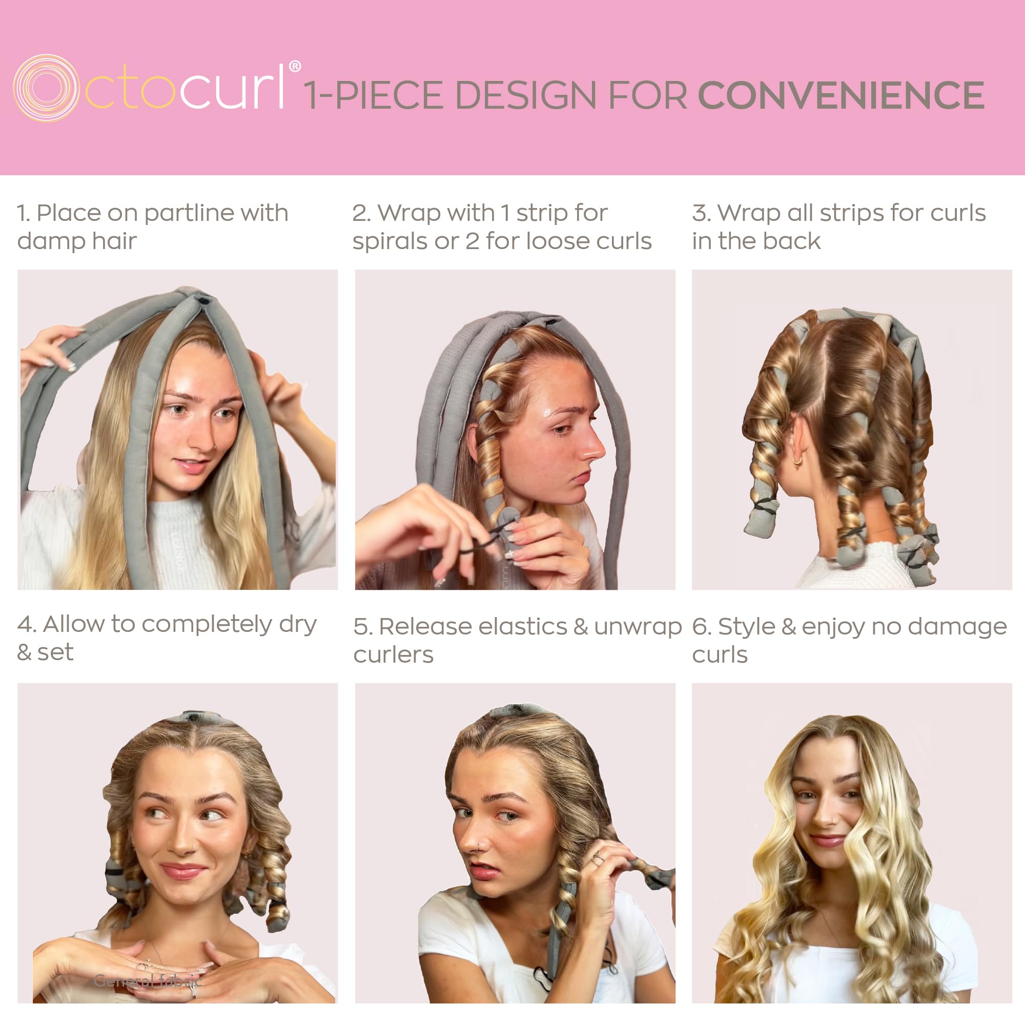 Octocurl No Headband design closeup highlights easy wrap and gentle styling