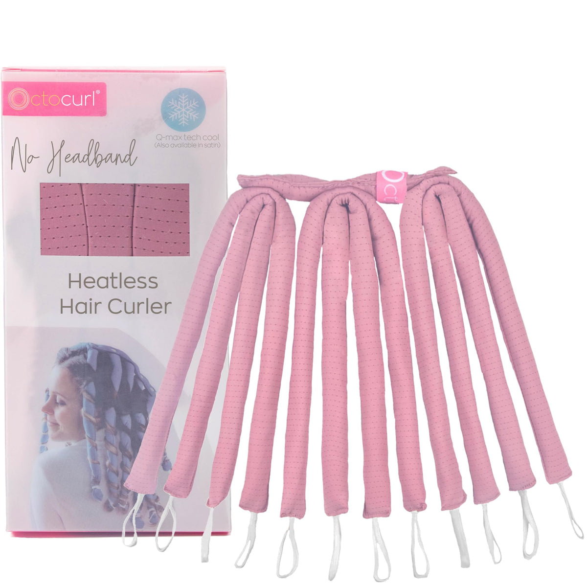 Octocurl No Headband heatless curler wrap close-up shows breathable fabric for overnight curls