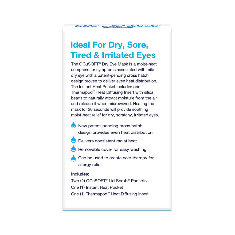 OCuSOFT Dry Eye Mask Premium crosshatch detail demonstrates even heat distribution.