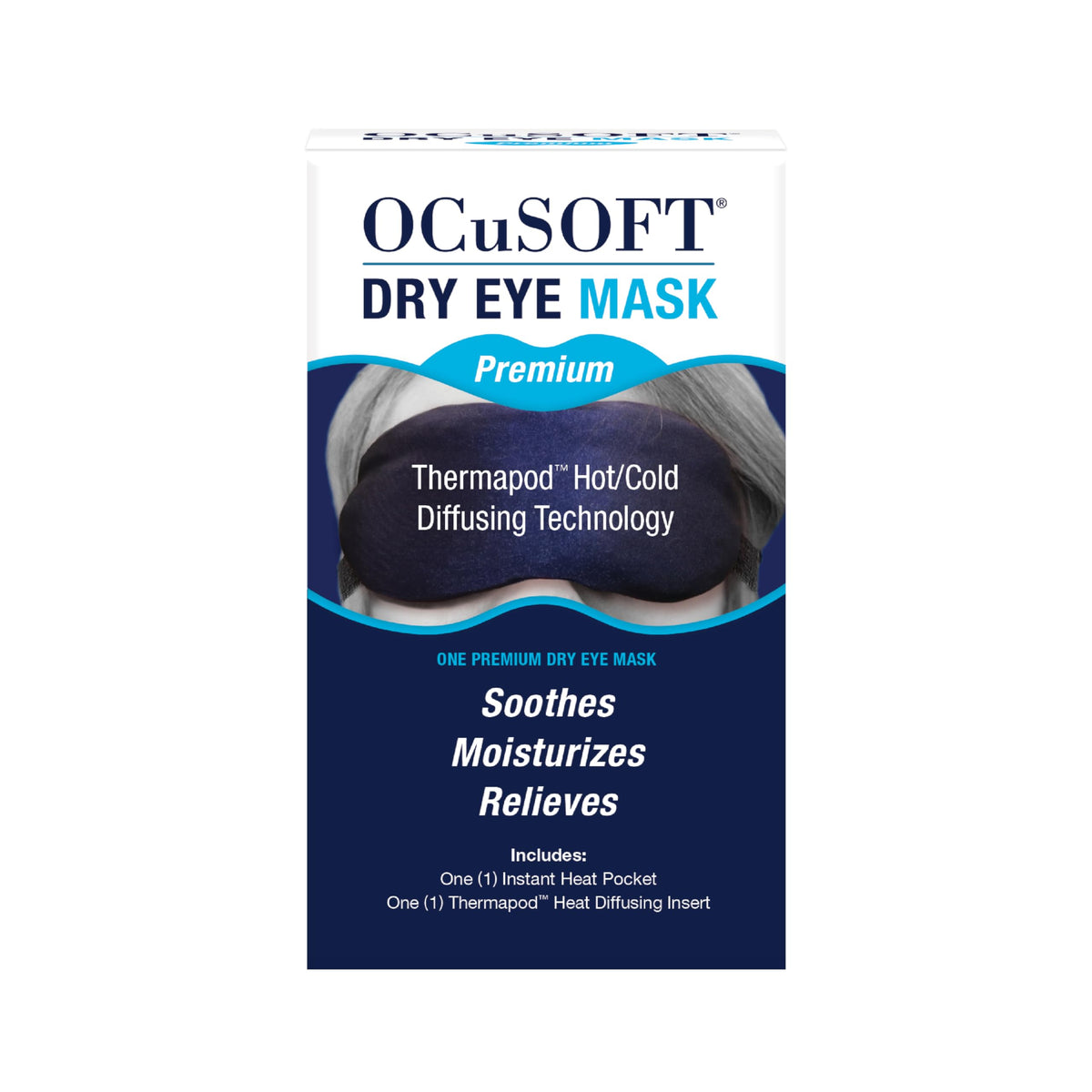 OCuSOFT Dry Eye Mask Premium front view shows comfortable design for soothing heat relief.