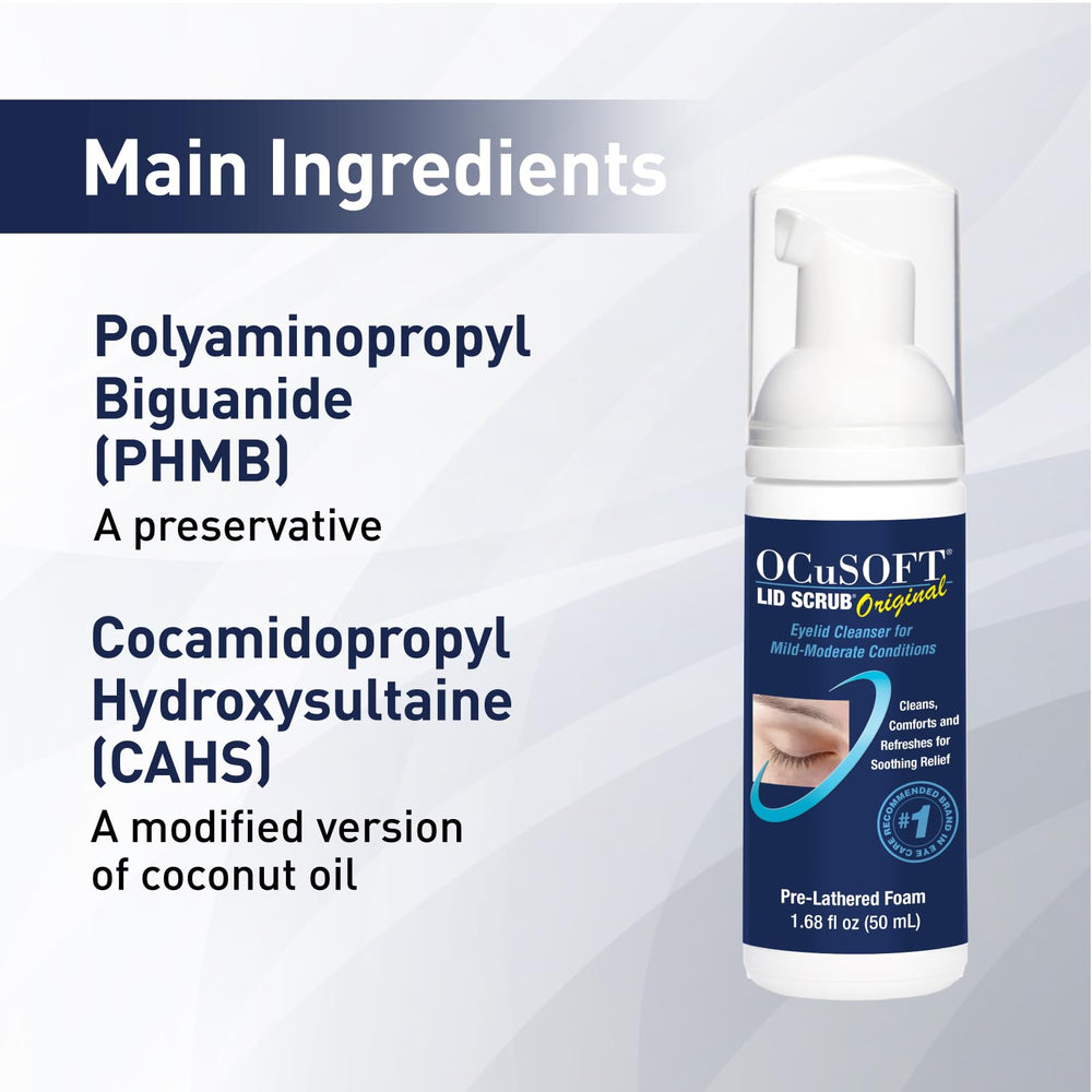 OCuSOFT eyelid cleanser packaging shot communicates trusted ophthalmic brand