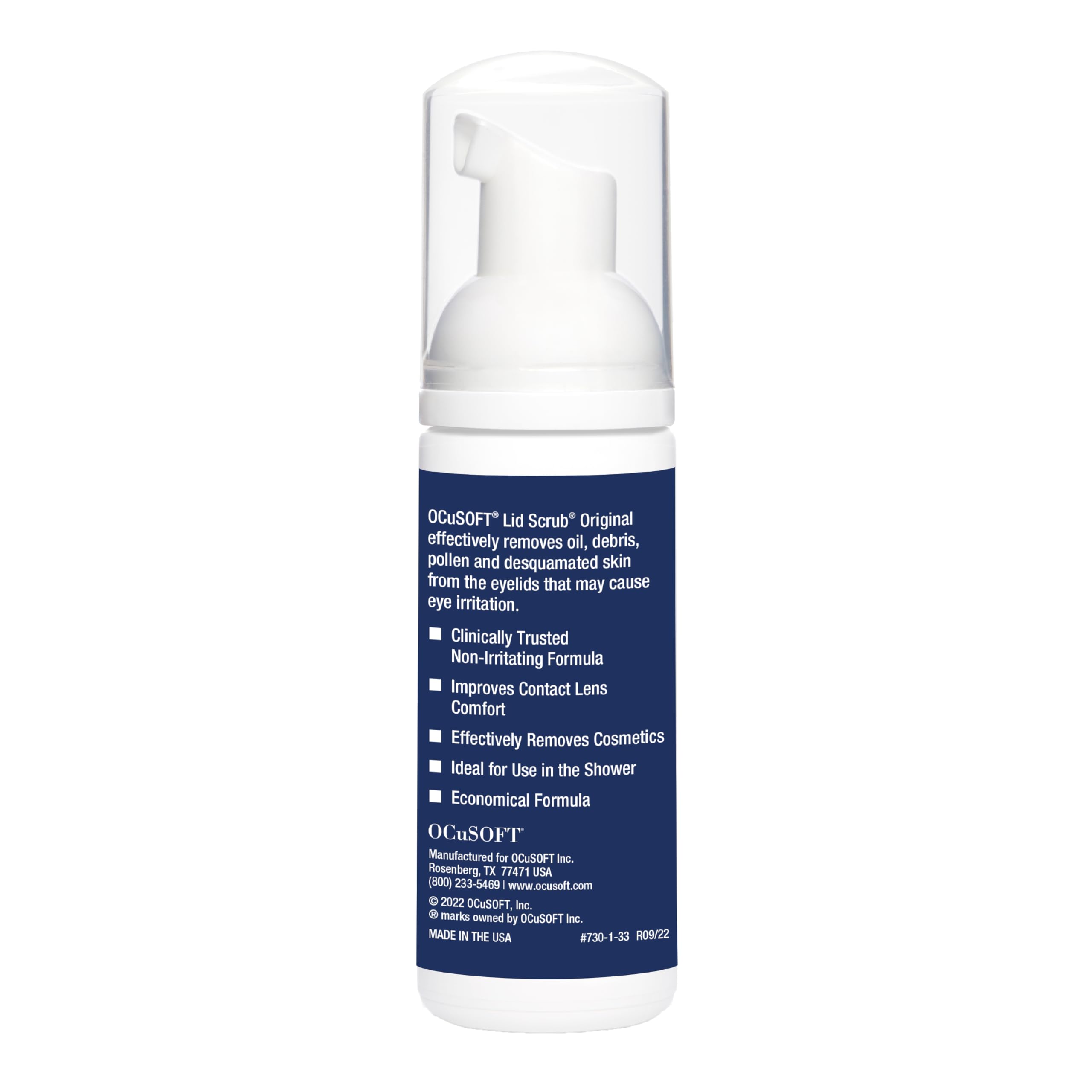 OCuSOFT eyelid cleanser pump-action foaming presentation for quick cleansing
