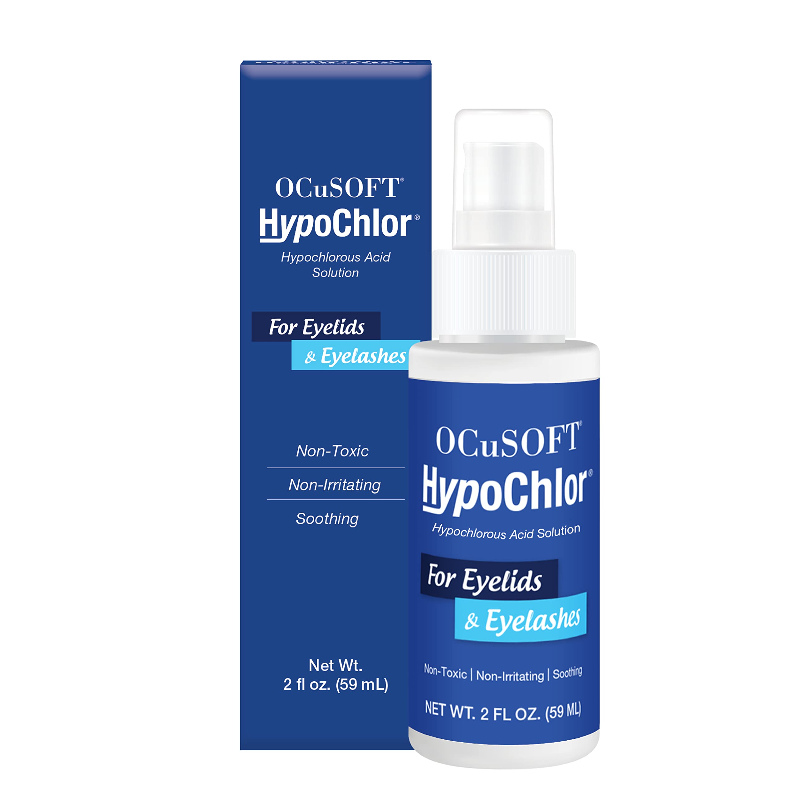 OCuSOFT HypoChlor spray bottle front view supports daily eyelid hygiene