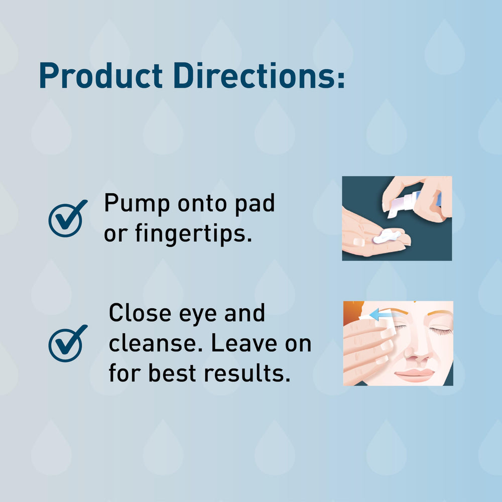 OCuSOFT Lid Scrub PLUS foam on bathroom counter suggests on-the-go use.