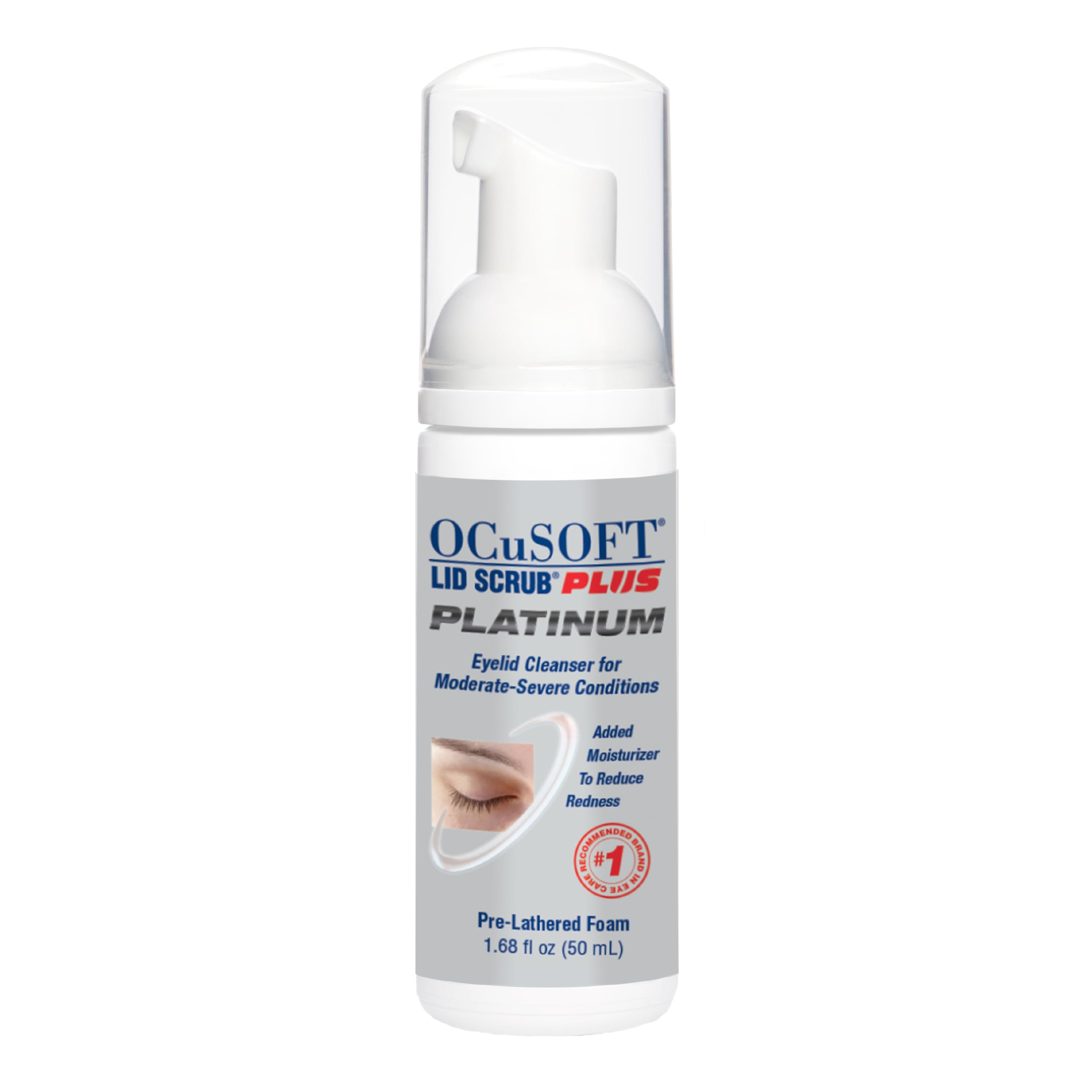 OCuSOFT Lid Scrub PLUS Platinum bottle for easy eyelid cleansing and makeup removal