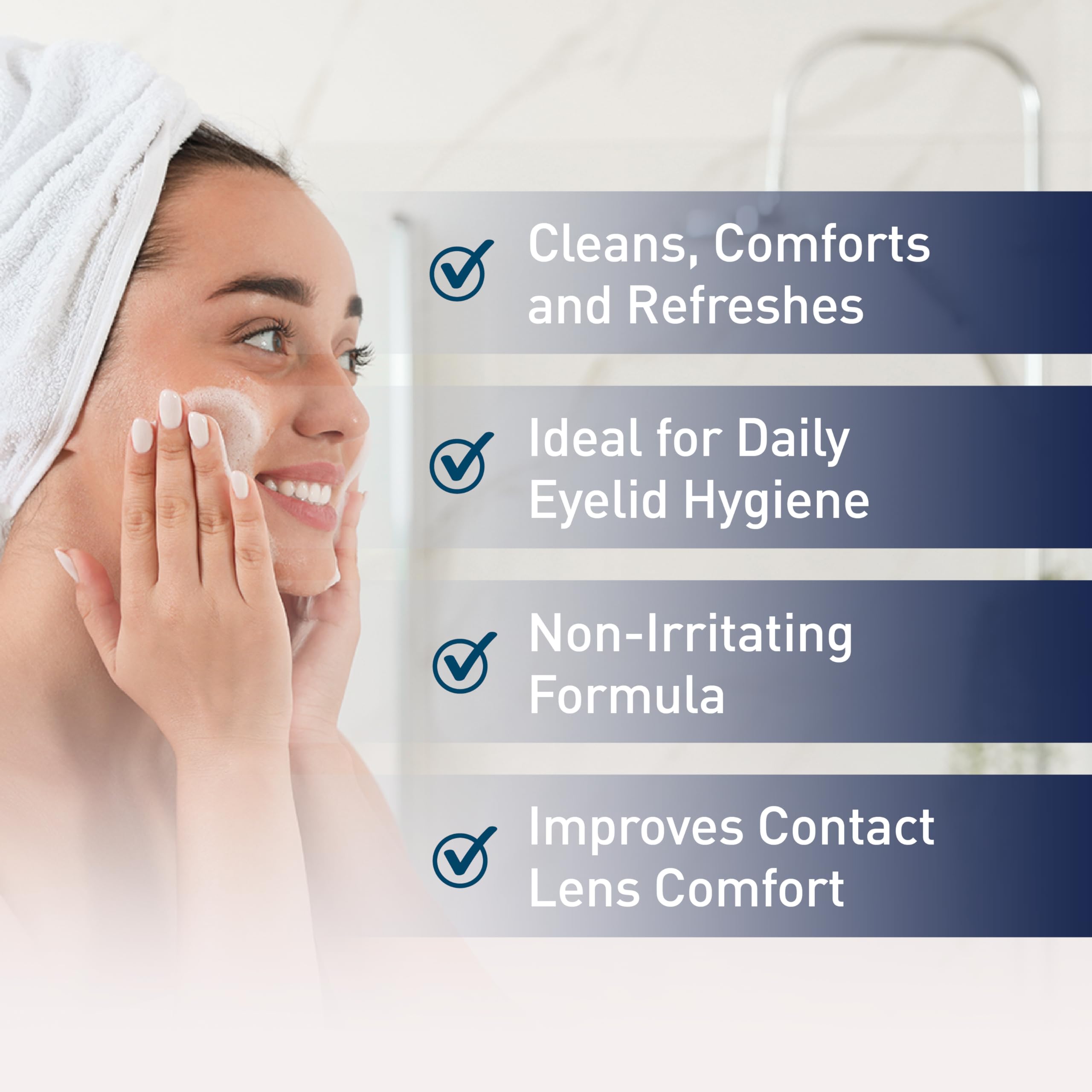 OCuSOFT foaming cleanser foam closeup shows gentle formula for sensitive eyes