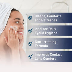 OCuSOFT foaming cleanser foam closeup shows gentle formula for sensitive eyes