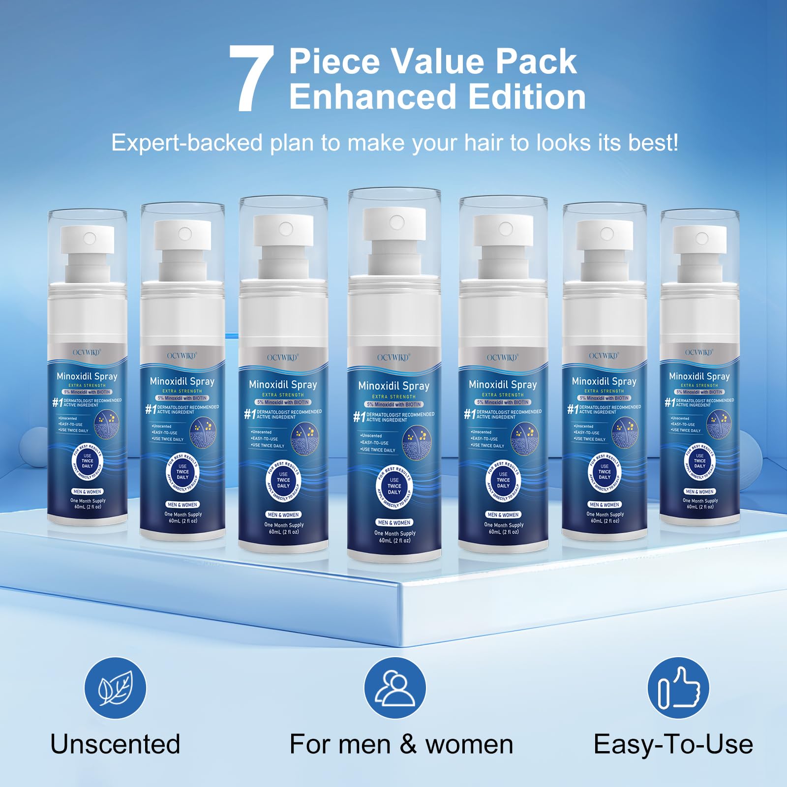 OCVWJKD 7-bottle pack for ongoing, at-home regrowth routine.