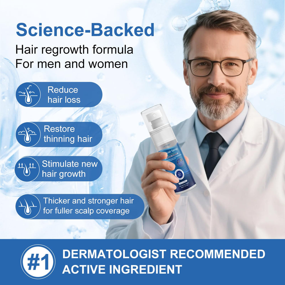 OCVWJKD beard growth usage shows spray applied to beard lines.