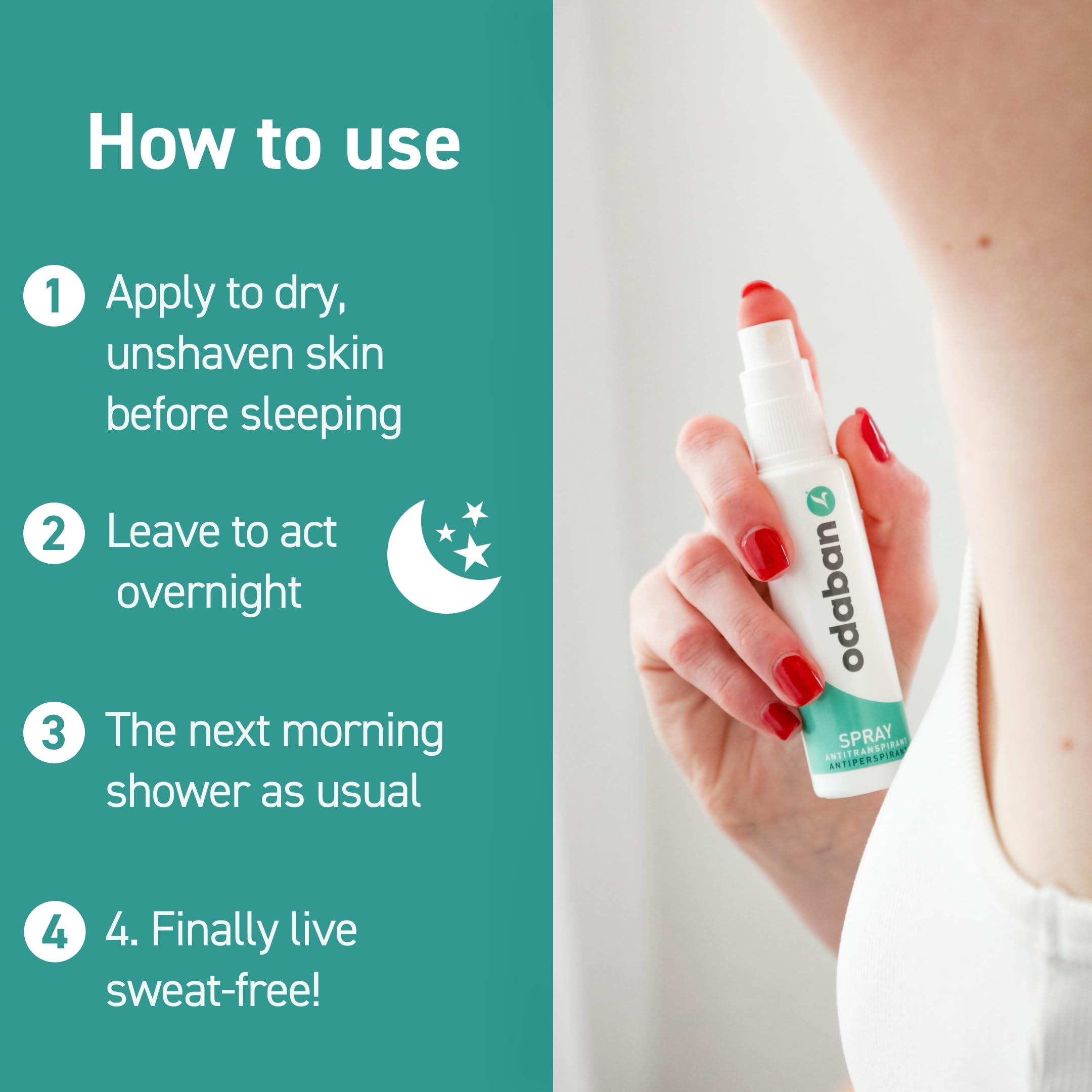 ODABAN product-shot flatlay conveys compact, fragrance-free protection for both men and women.