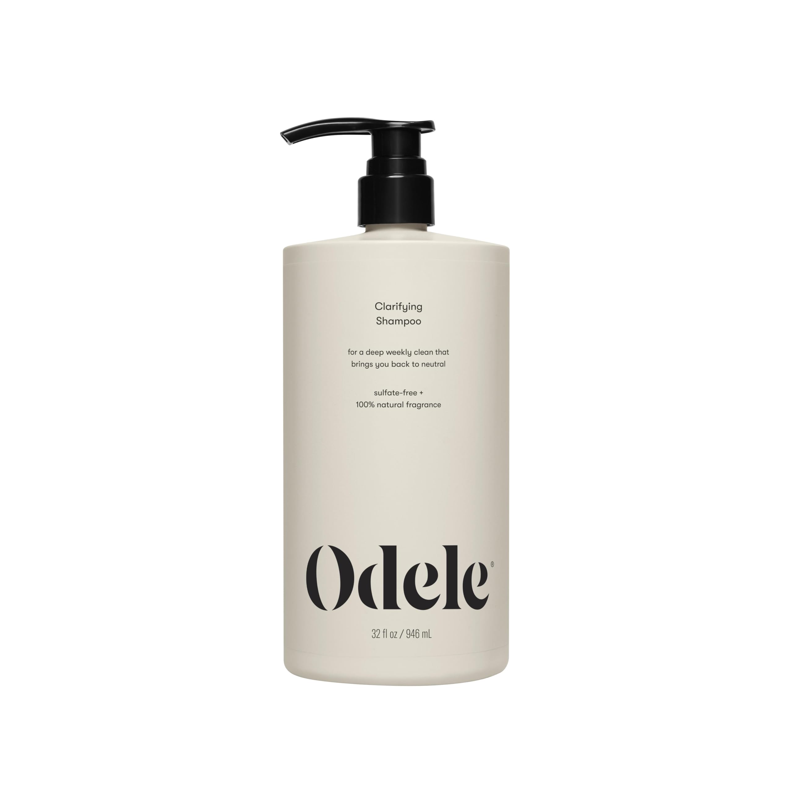 Odele Clarifying Shampoo bottle shows sulfate-free cleansing for buildup removal.