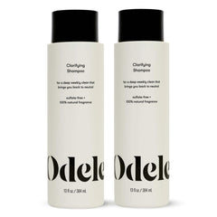 Odele Clarifying Sulfate-Free Shampoo bottle highlights deep-clean formula for buildup removal.