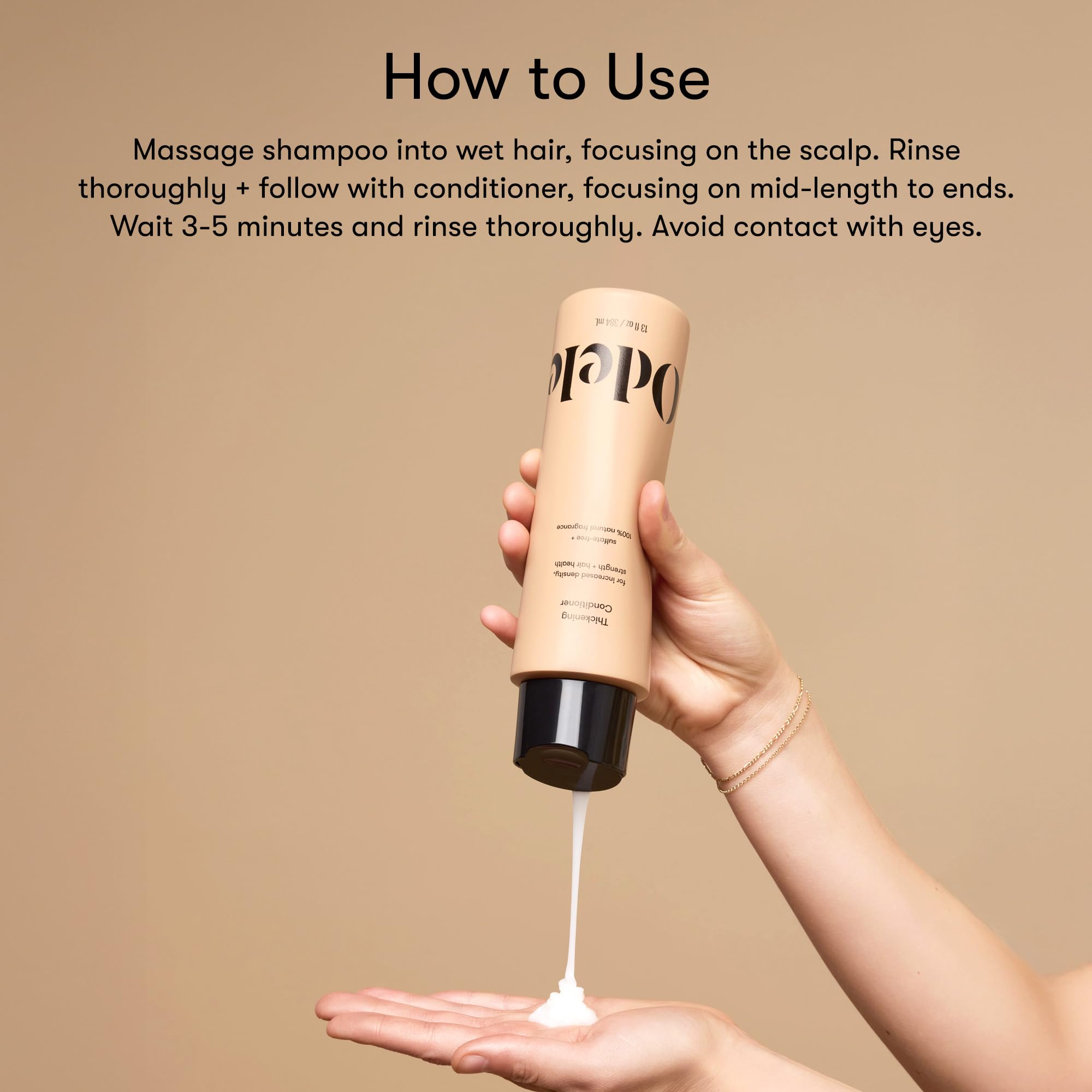 Odele conditioner pump side-by-side packaging emphasizes simple styling prep