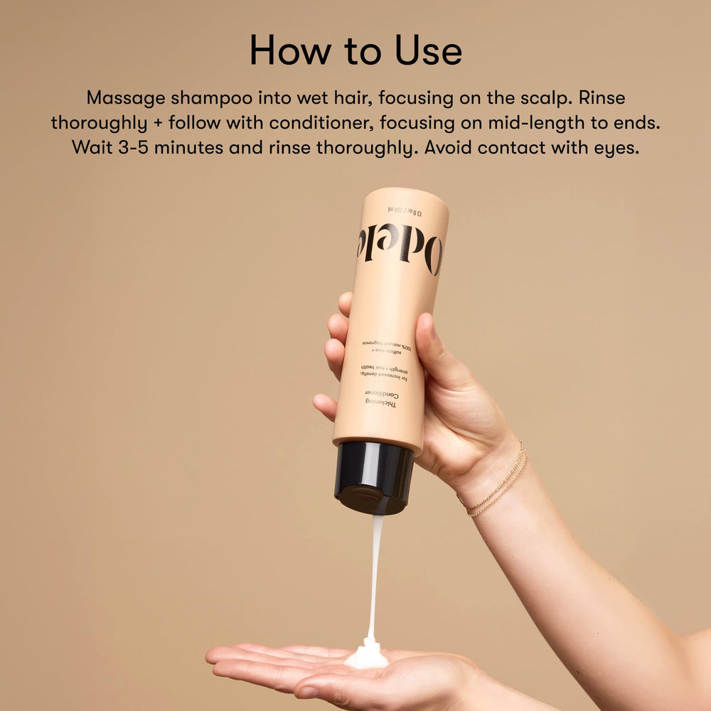 Odele conditioner pump side-by-side packaging emphasizes simple styling prep