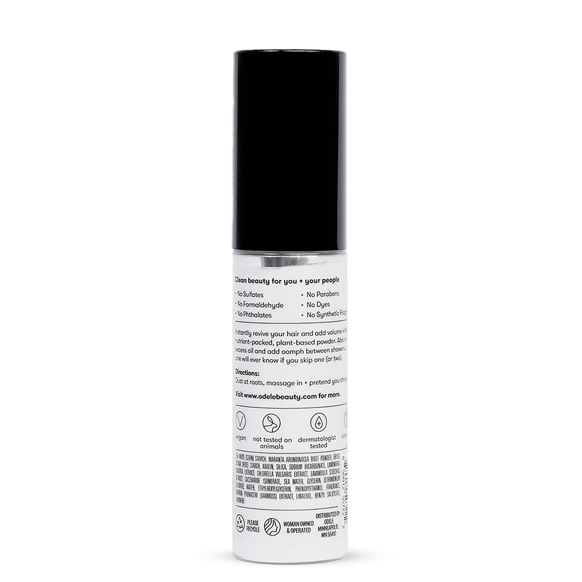 Odele Dry Shampoo color-safe vegan formula protects color and fragrance-free results.