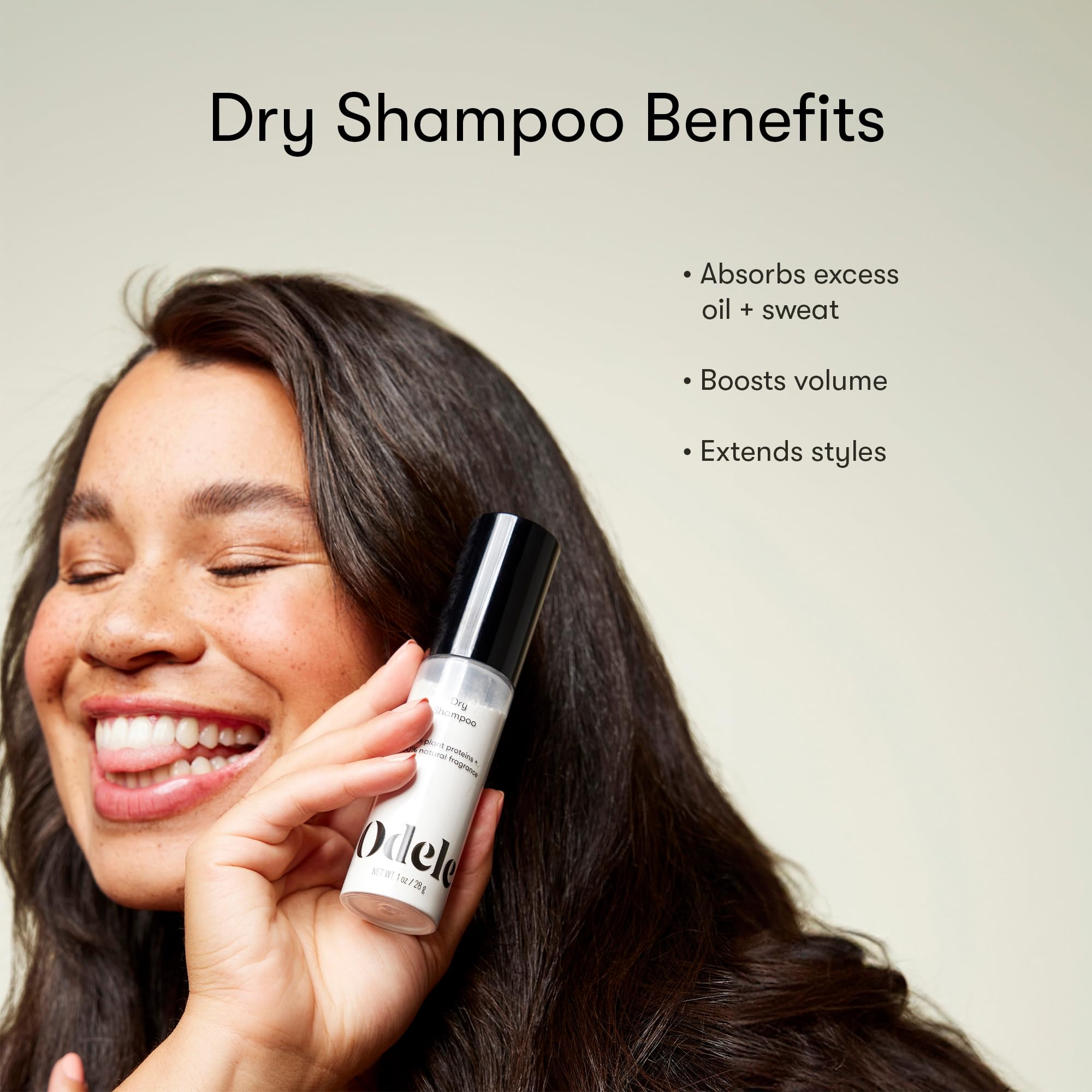 Odele Dry Shampoo textured-hair volume highlights added body and lift.