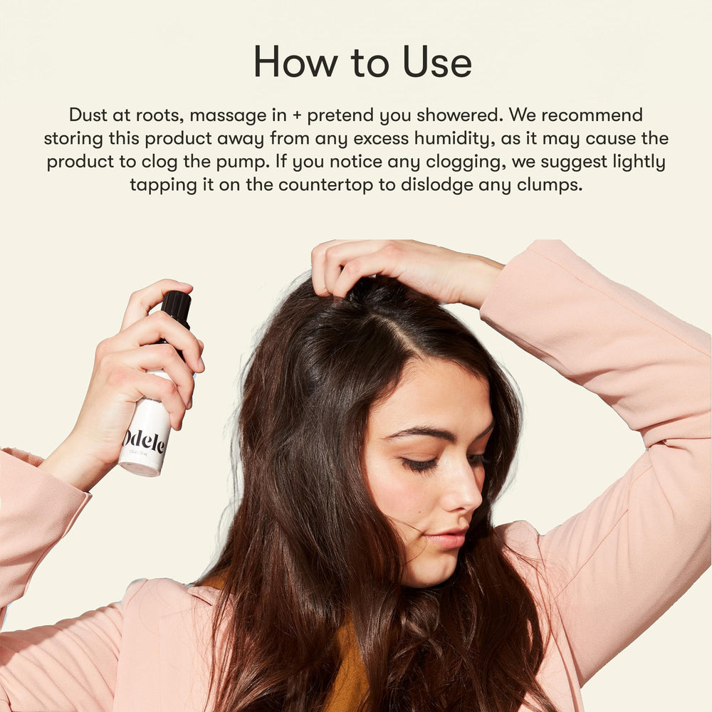 Odele Dry Shampoo volume-boost demonstrates fuller-looking hair after use.