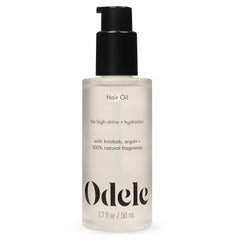 Odele hair oil bottle-apply demonstrates frizz control and hydration for all hair types.