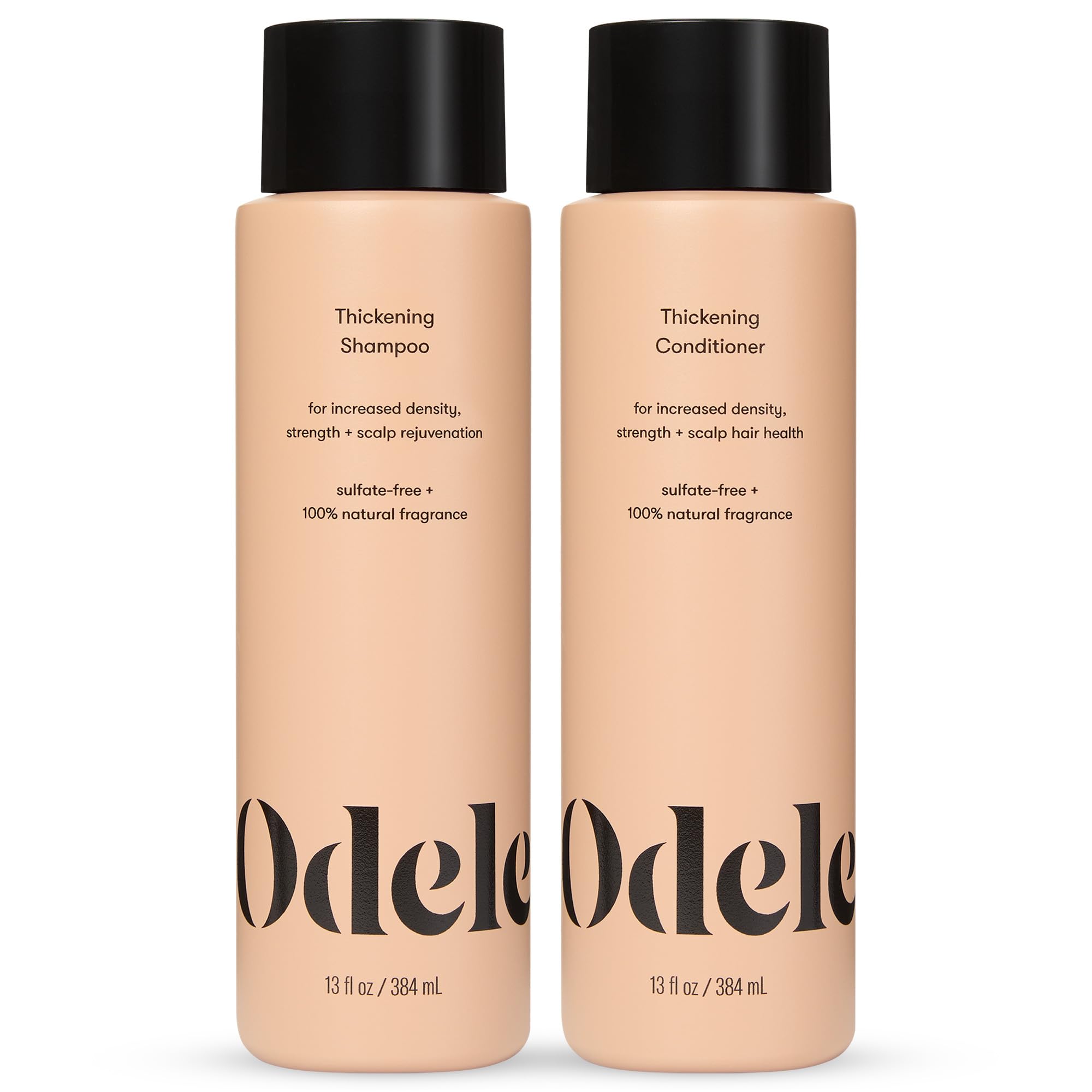Odele thickening shampoo bottle shows density-boosting formula for fine hair