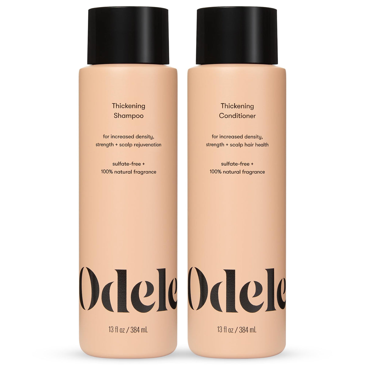 Odele thickening shampoo bottle shows density-boosting formula for fine hair