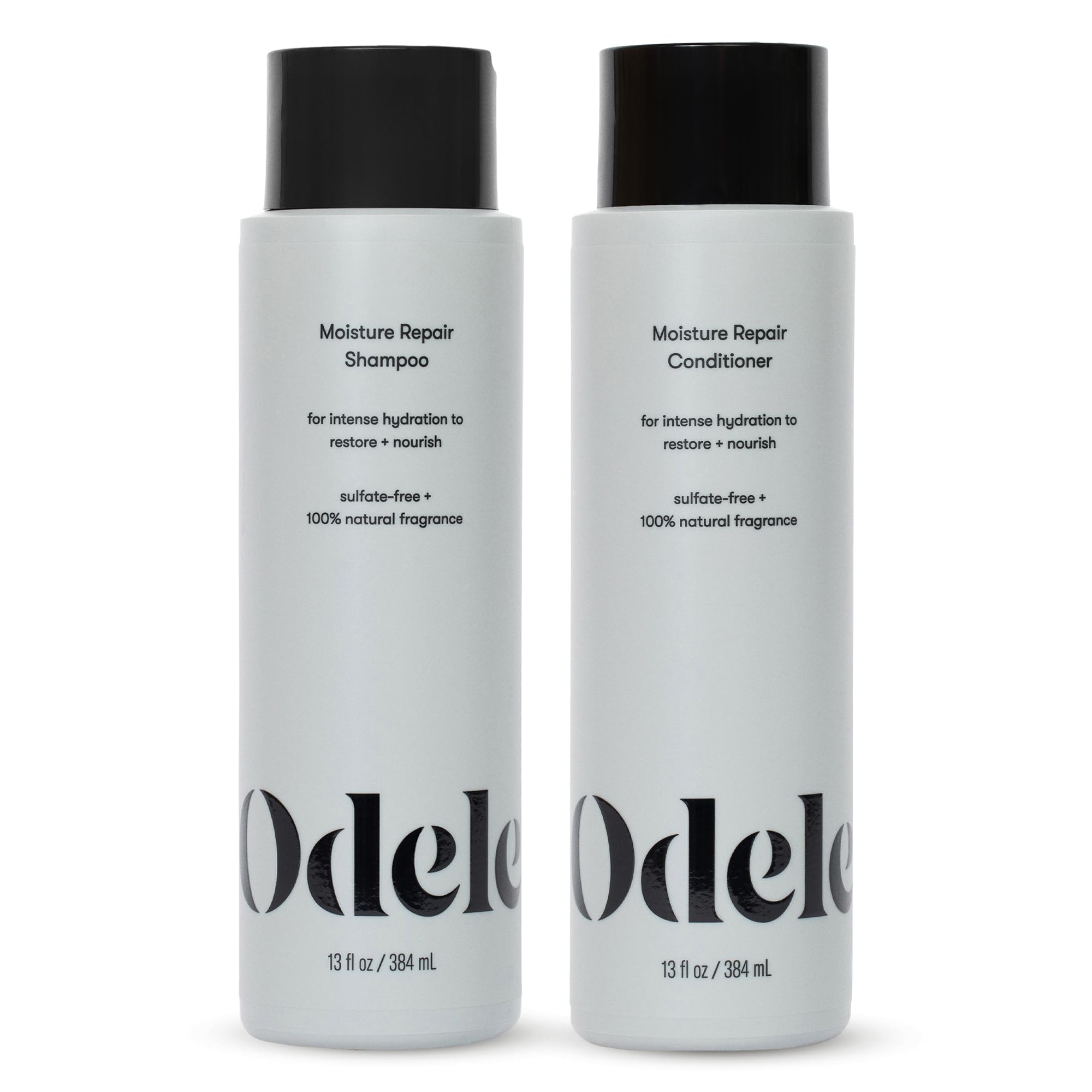 Odele Moisture Repair shampoo bottle closeup highlights sulfate-free cleansing for sensitive scalps