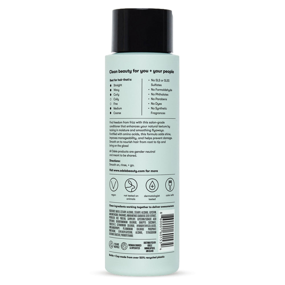 ODELE smoothing conditioner ingredient close-up features amino acids and natural extracts
