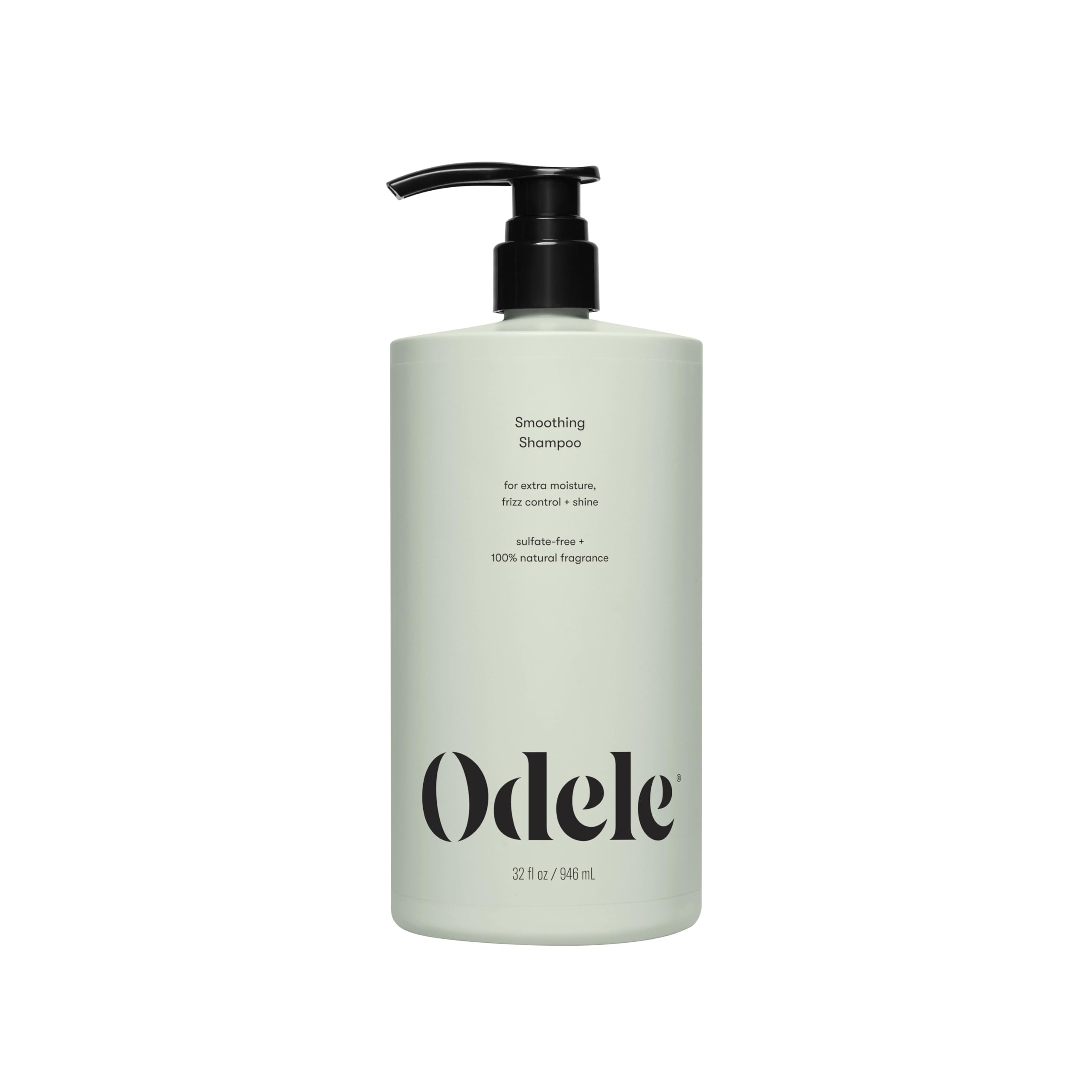 Odele smoothing shampoo bottle shows moisture and frizz control for straight to curly hair.