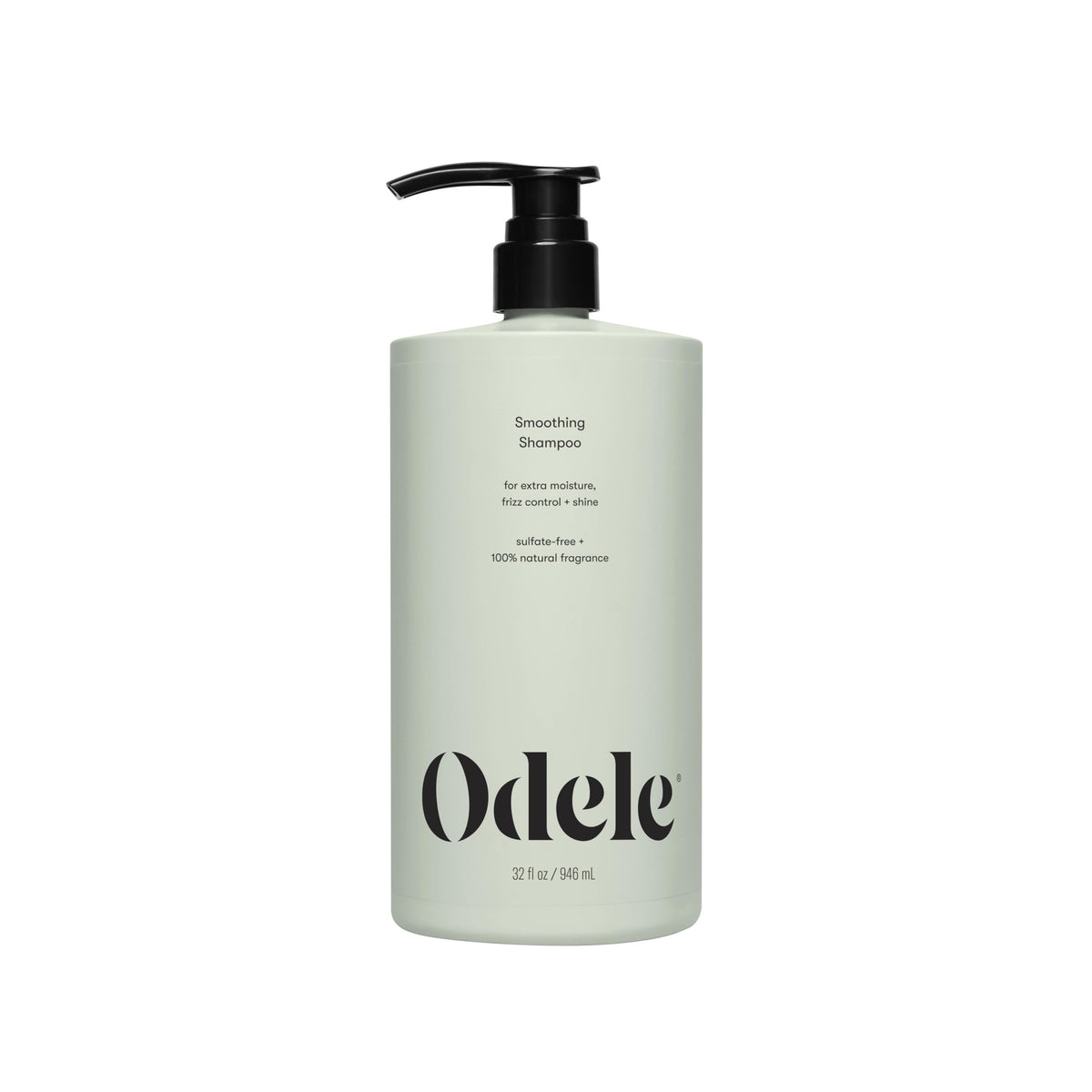 Odele smoothing shampoo bottle shows moisture and frizz control for straight to curly hair.