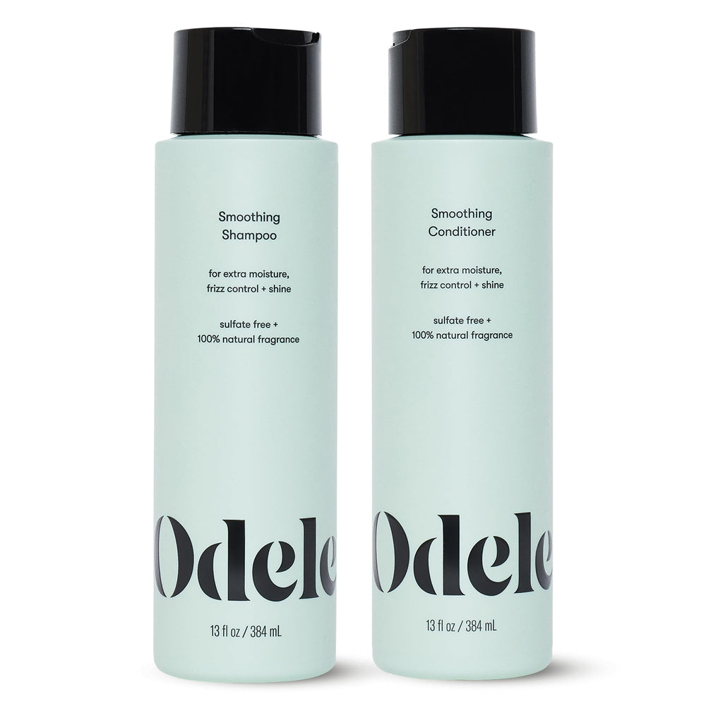 Odele Smoothing Shampoo bottle for frizz control and shine.