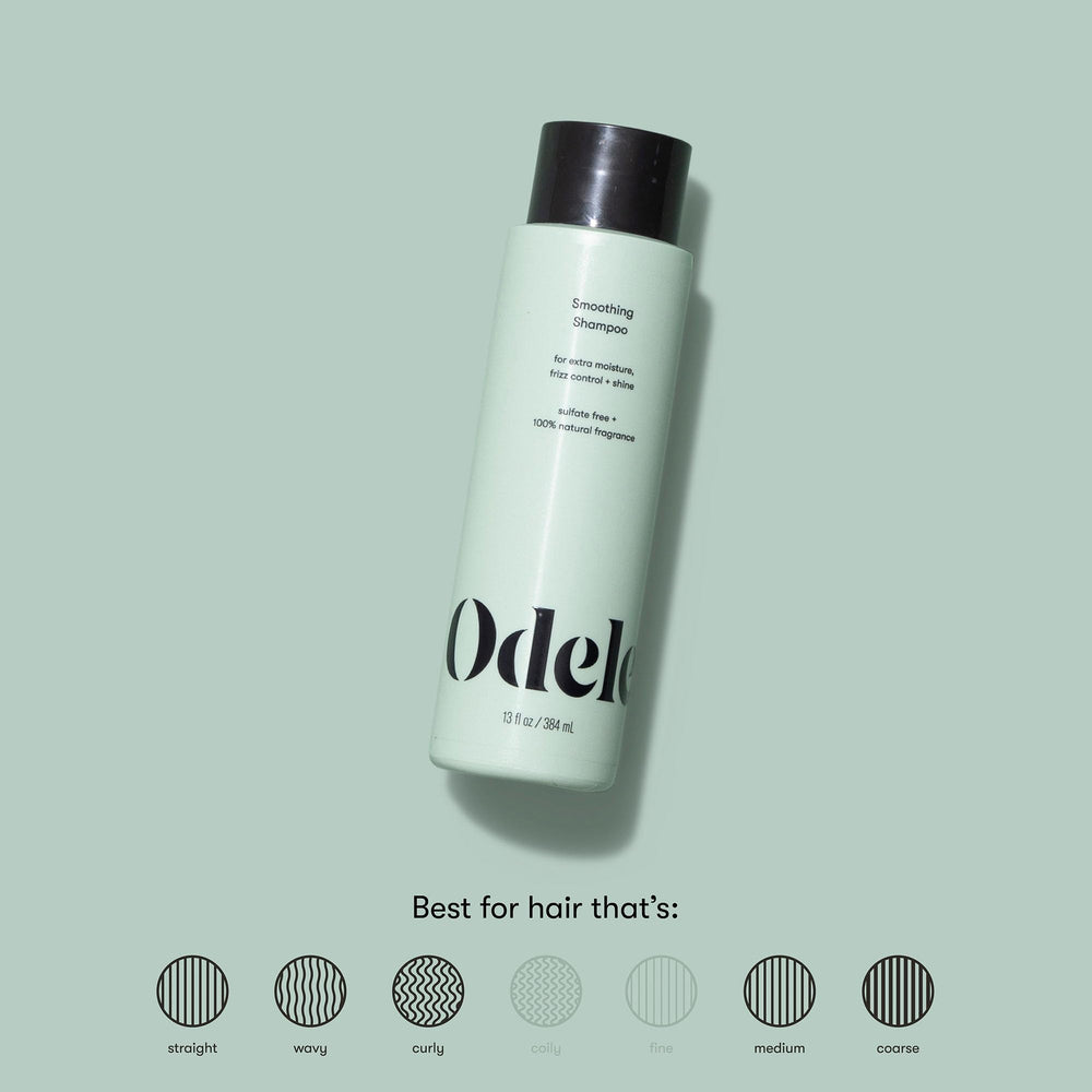 Odele Smoothing Shampoo foam and lather illustrate gentle cleansing.