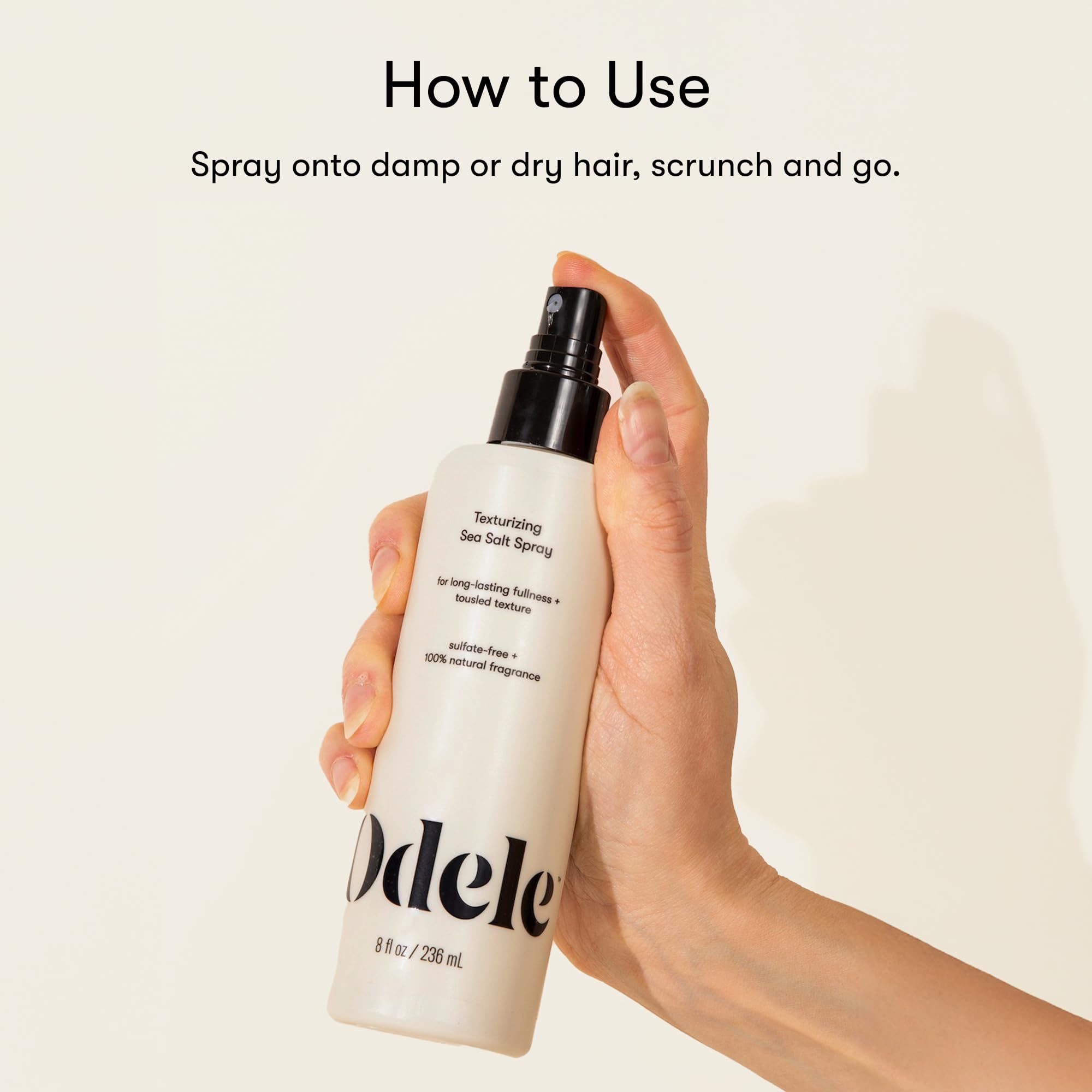 Odele sea salt spray ingredient close-up highlights hydrolyzed rice protein