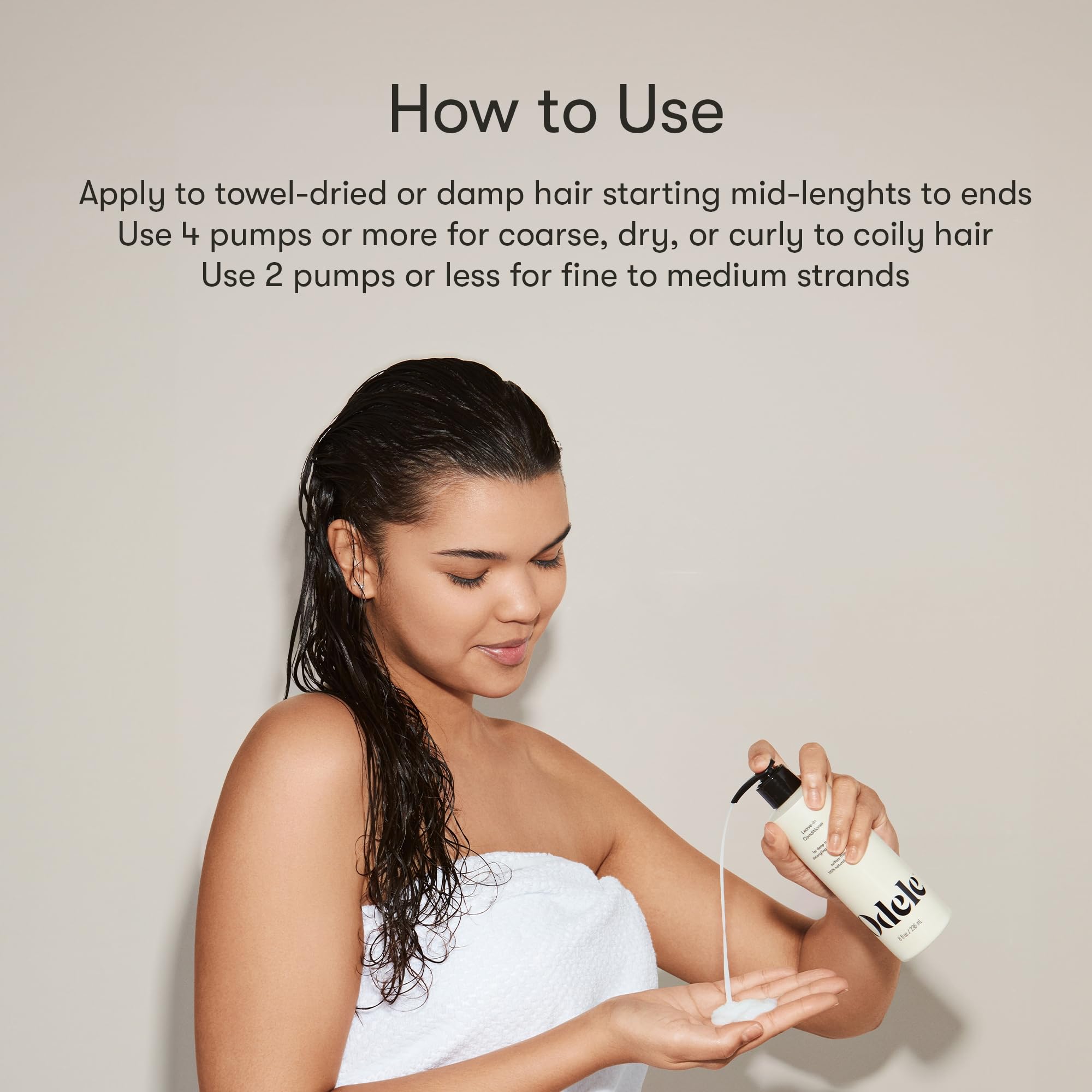 Odele vegan leave-in conditioner applied to hair demonstrating frizz control