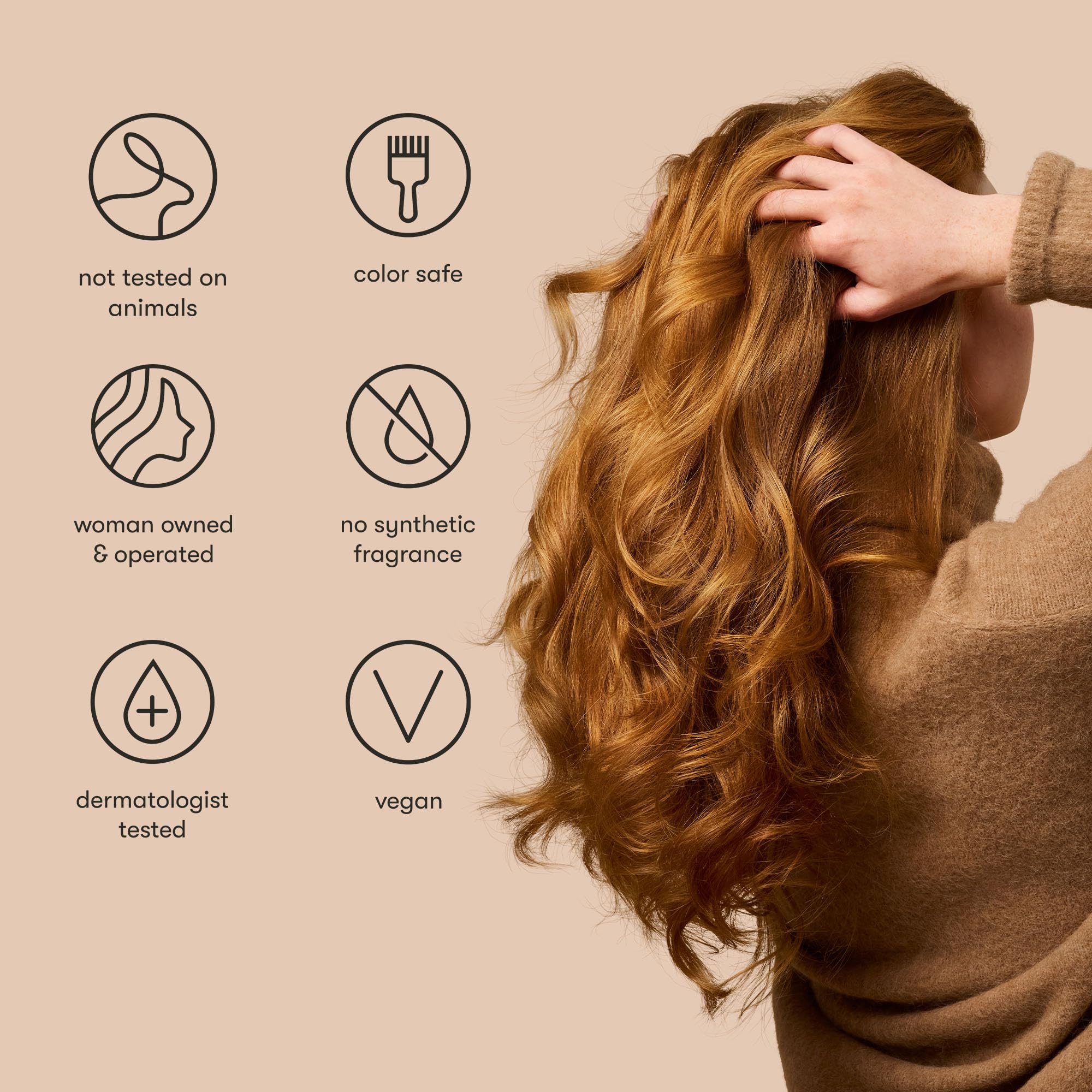 Odele volumizing conditioner amaranth illustration highlights bounce and movement in hair