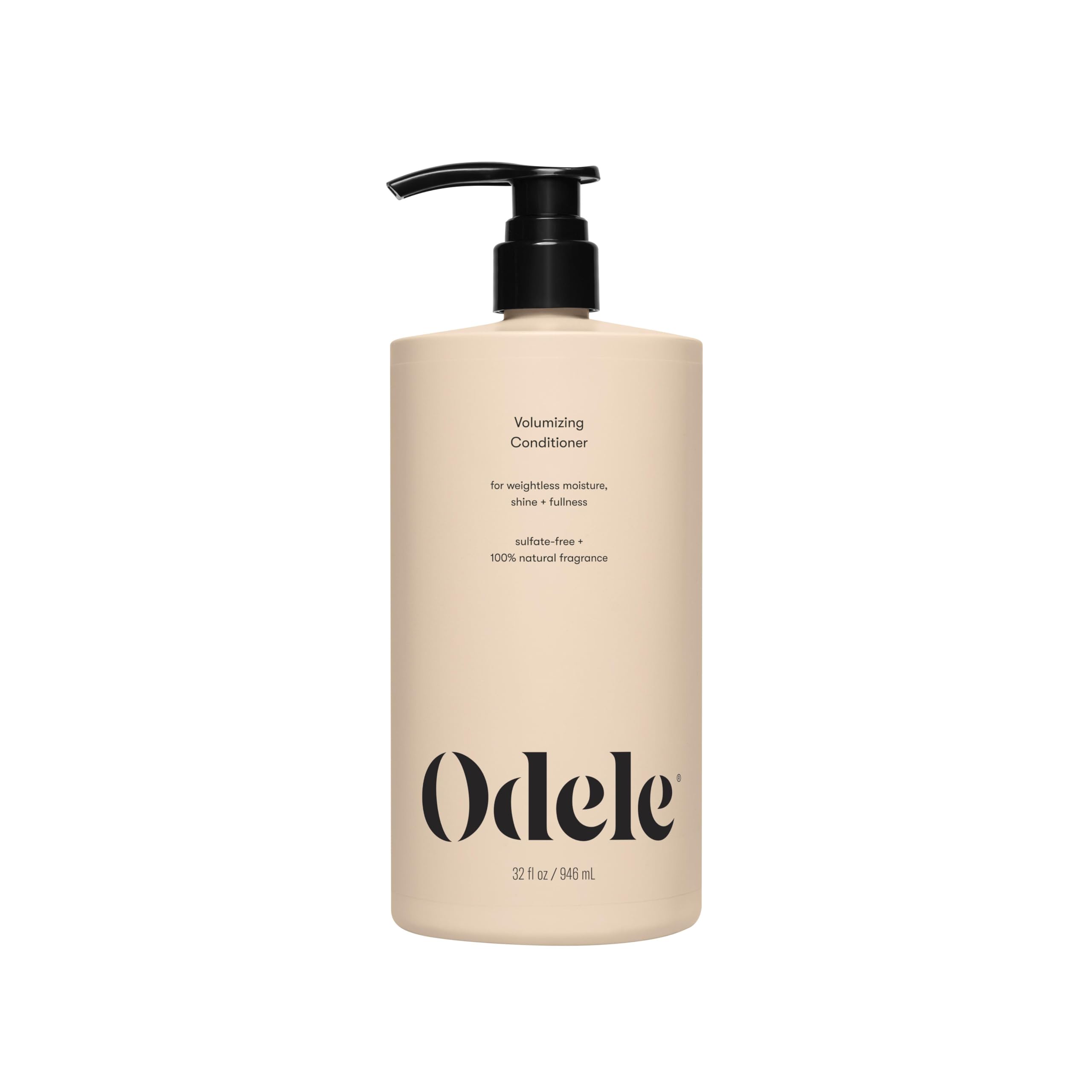 Odele volumizing conditioner bottle front showing weightless moisture and fullness benefits for fine hair
