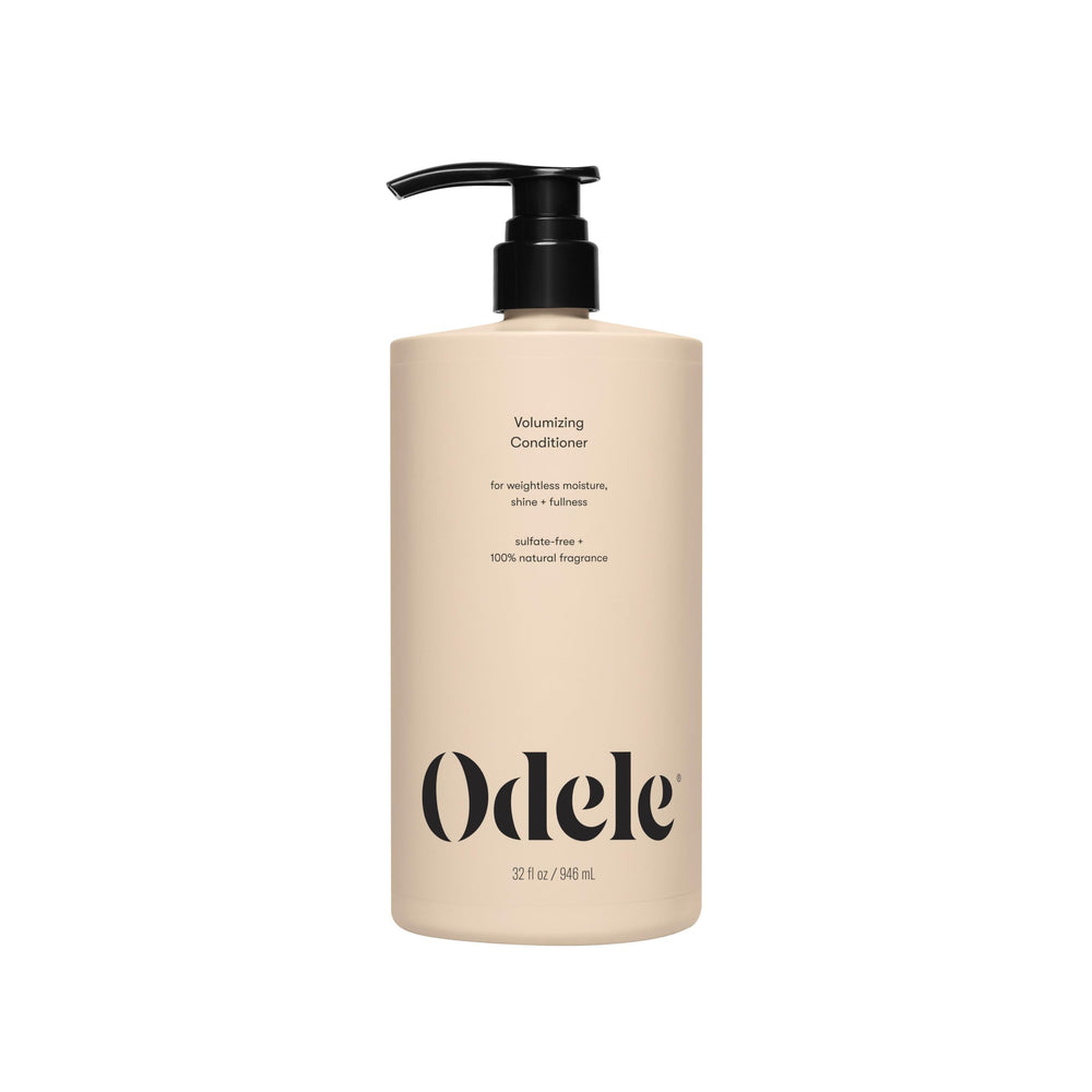 Odele volumizing conditioner bottle front showing weightless moisture and fullness benefits for fine hair