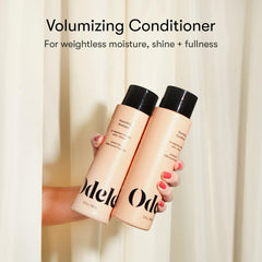 Odele volumizing conditioner bottle top view emphasizing sleek bottle design and sulfate-free formula