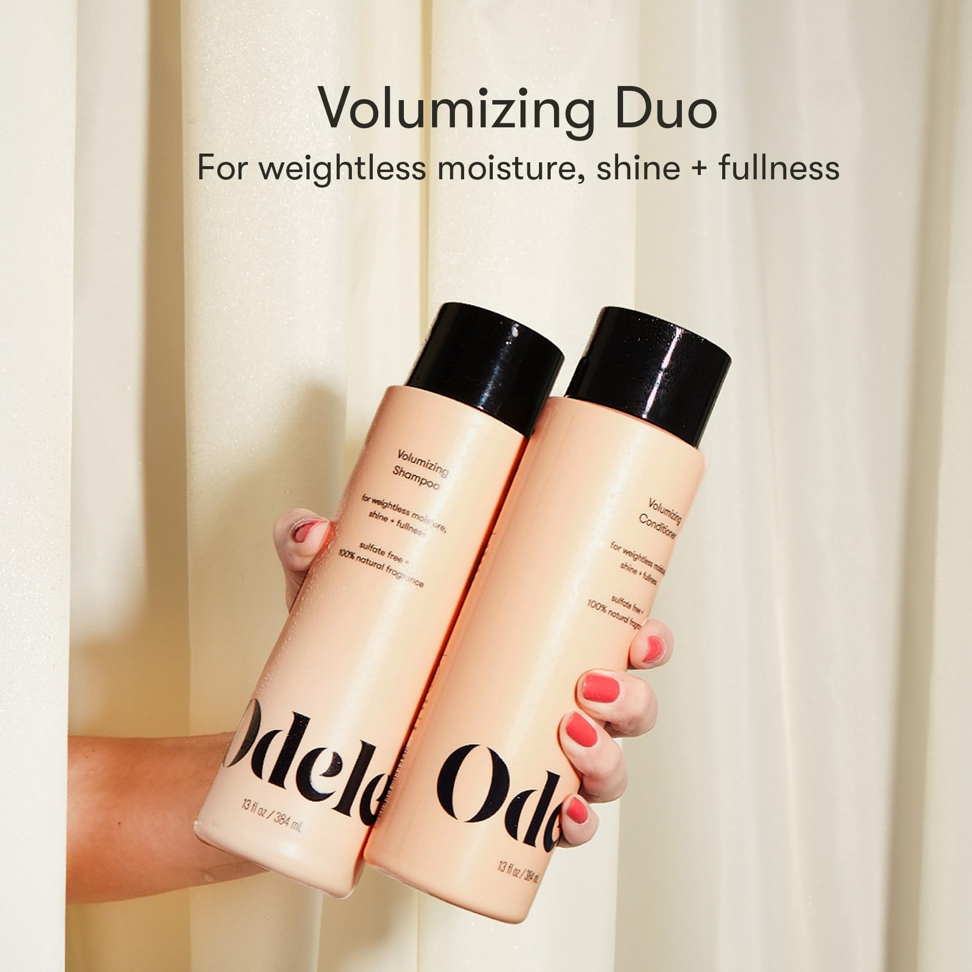 Odele volumizing conditioner bottle promotes silky softness and lift without heaviness