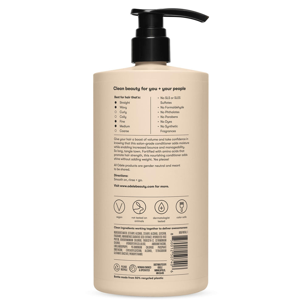 Odele volumizing conditioner shine on hair shot demonstrates enhanced luster and healthy-looking strands