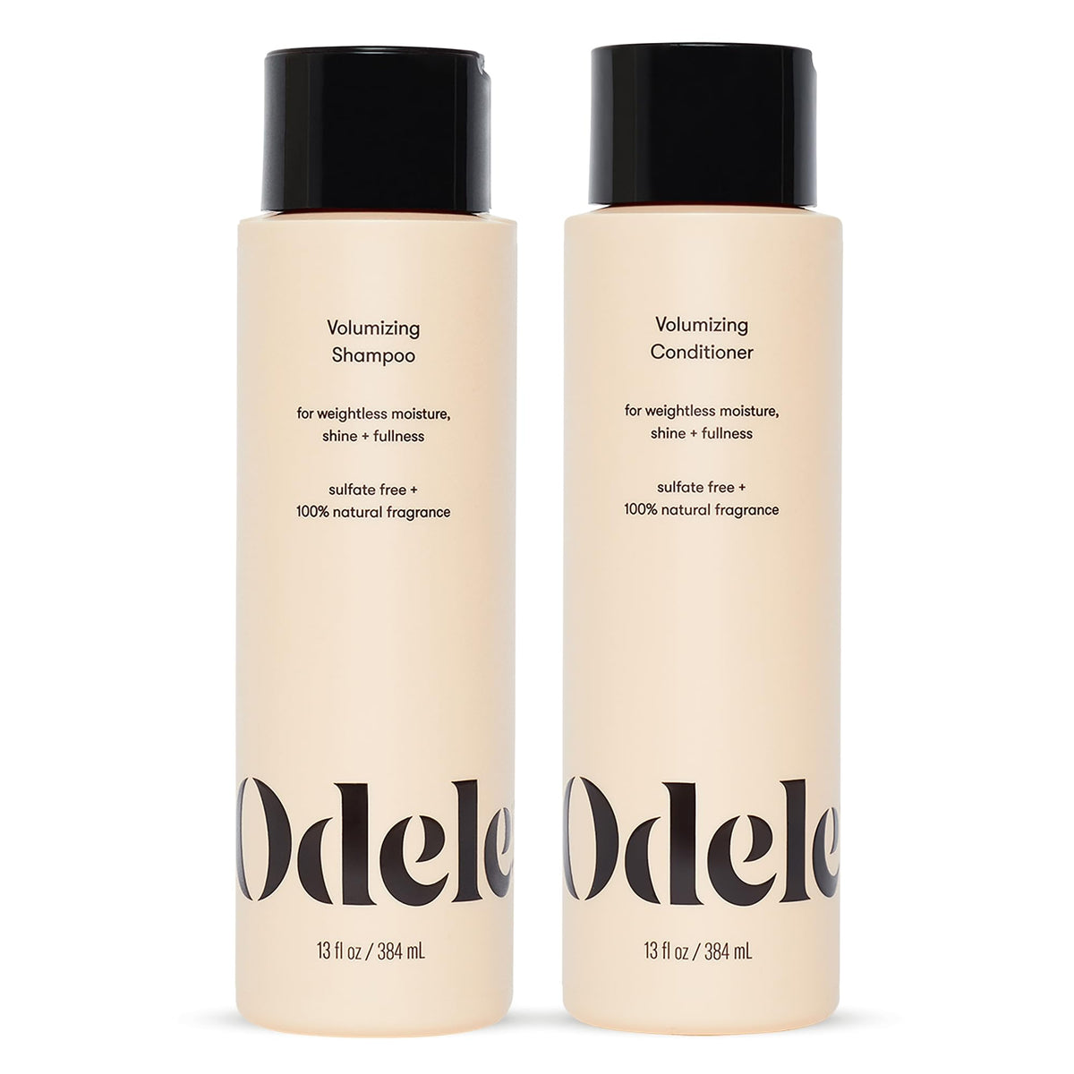 Odele volumizing shampoo bottle demonstrates weightless cleanse for fuller hair