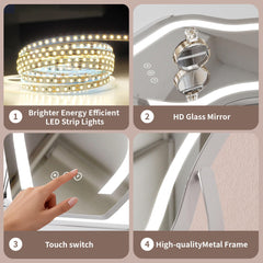 Odermirror 3-color dimmable lighting supports warm, natural, and cool tones for different looks.