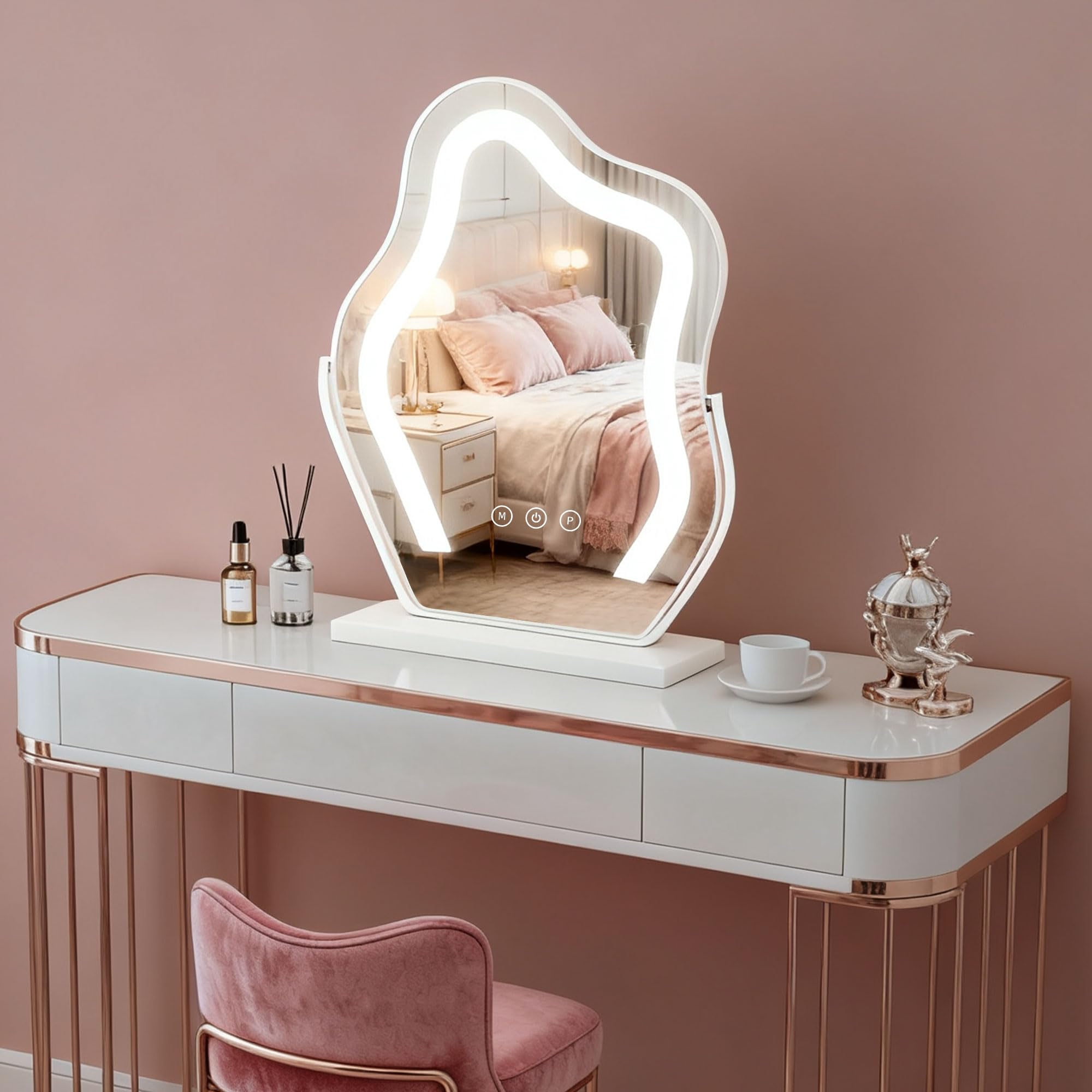 Odermirror plug-in AC power white-frame vanity mirror for easy setup and gifting.