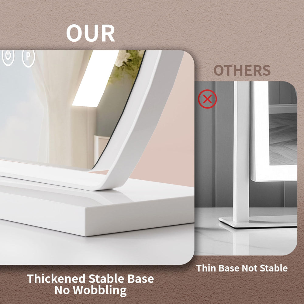Odermirror sturdy metal base ensures stable placement during makeup sessions.
