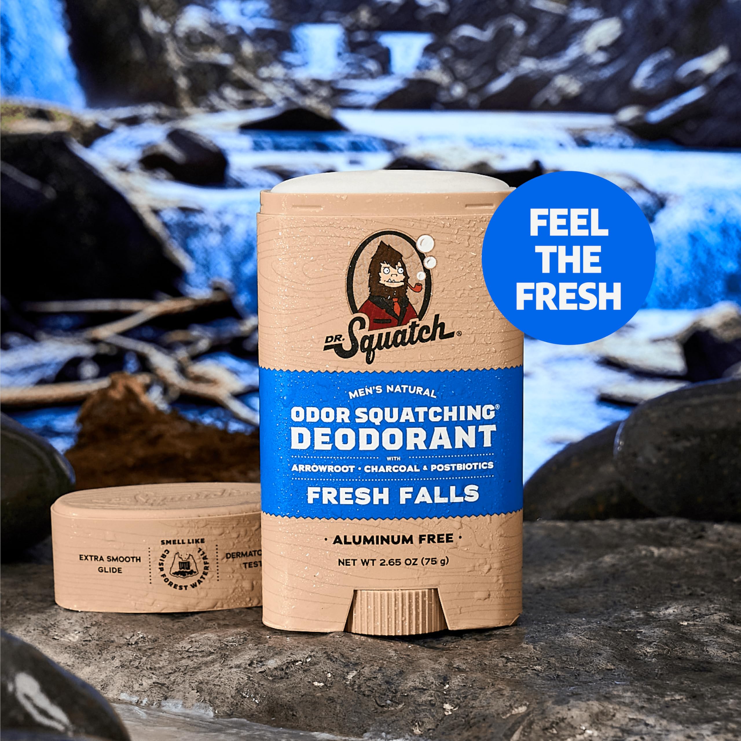 Dr. Squatch Odor-Squatching ingredients arrowroot and charcoal deliver odor protection.