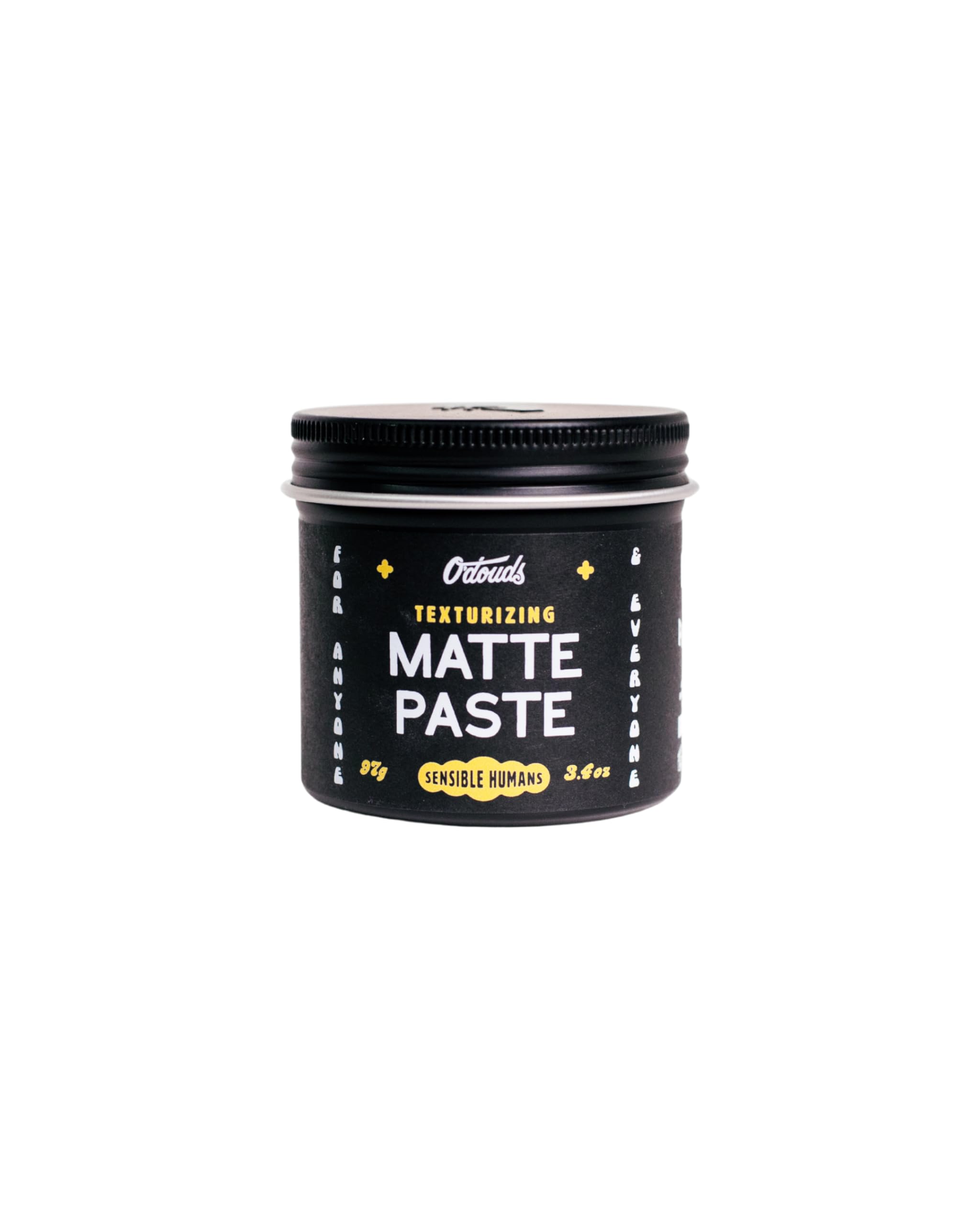 O'Douds Matte Paste jar close-up shows matte finish and strong hold for volume.