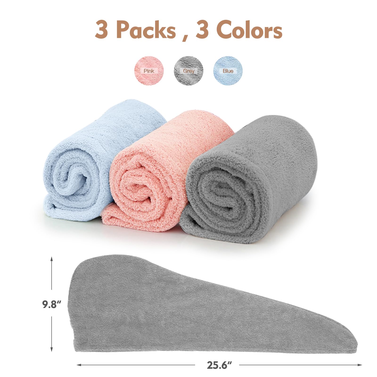 OEAGO microfiber hair towel soft texture indicates lightweight, gentle drying