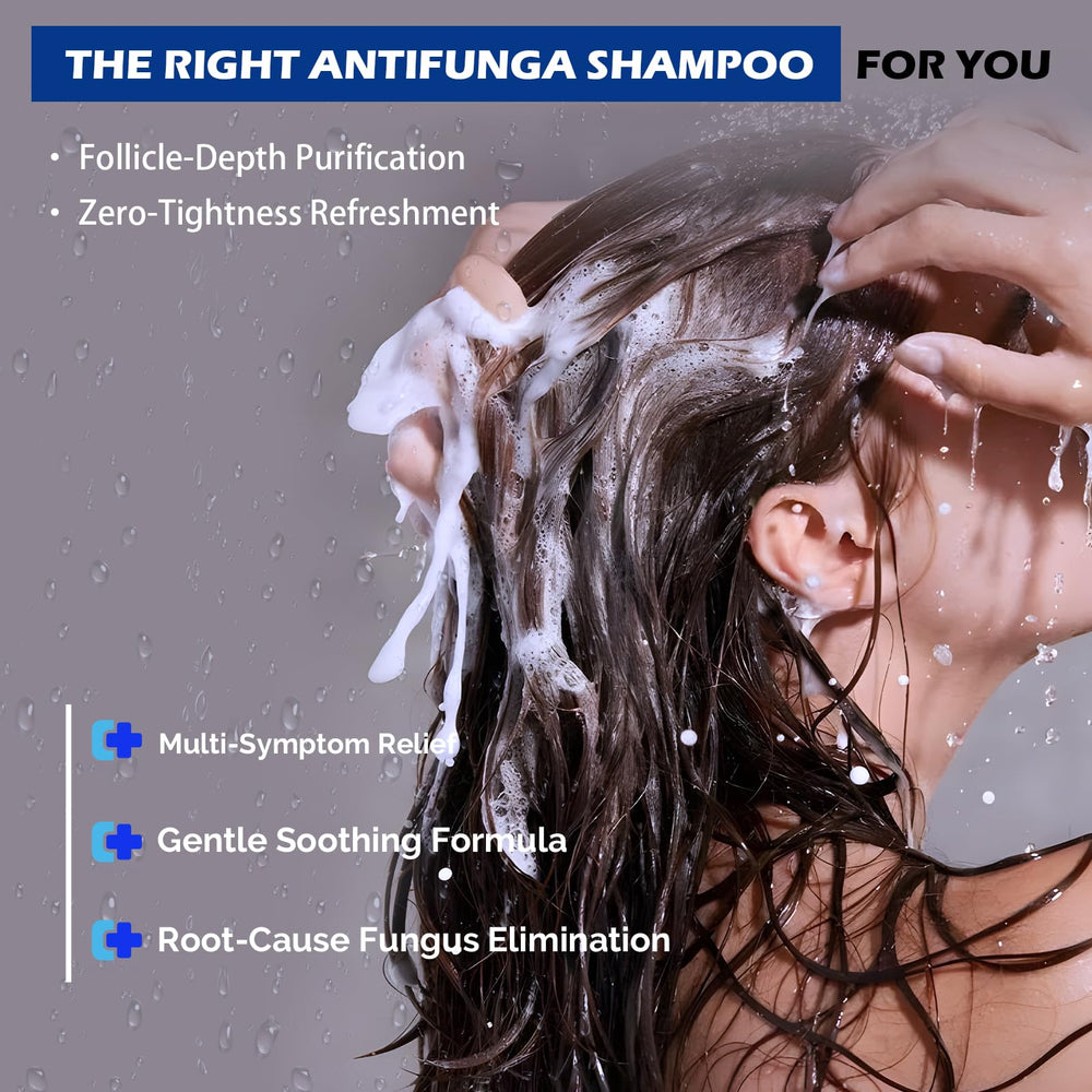 oely antifungal shampoo action shot shows strong anti-dandruff formula in use