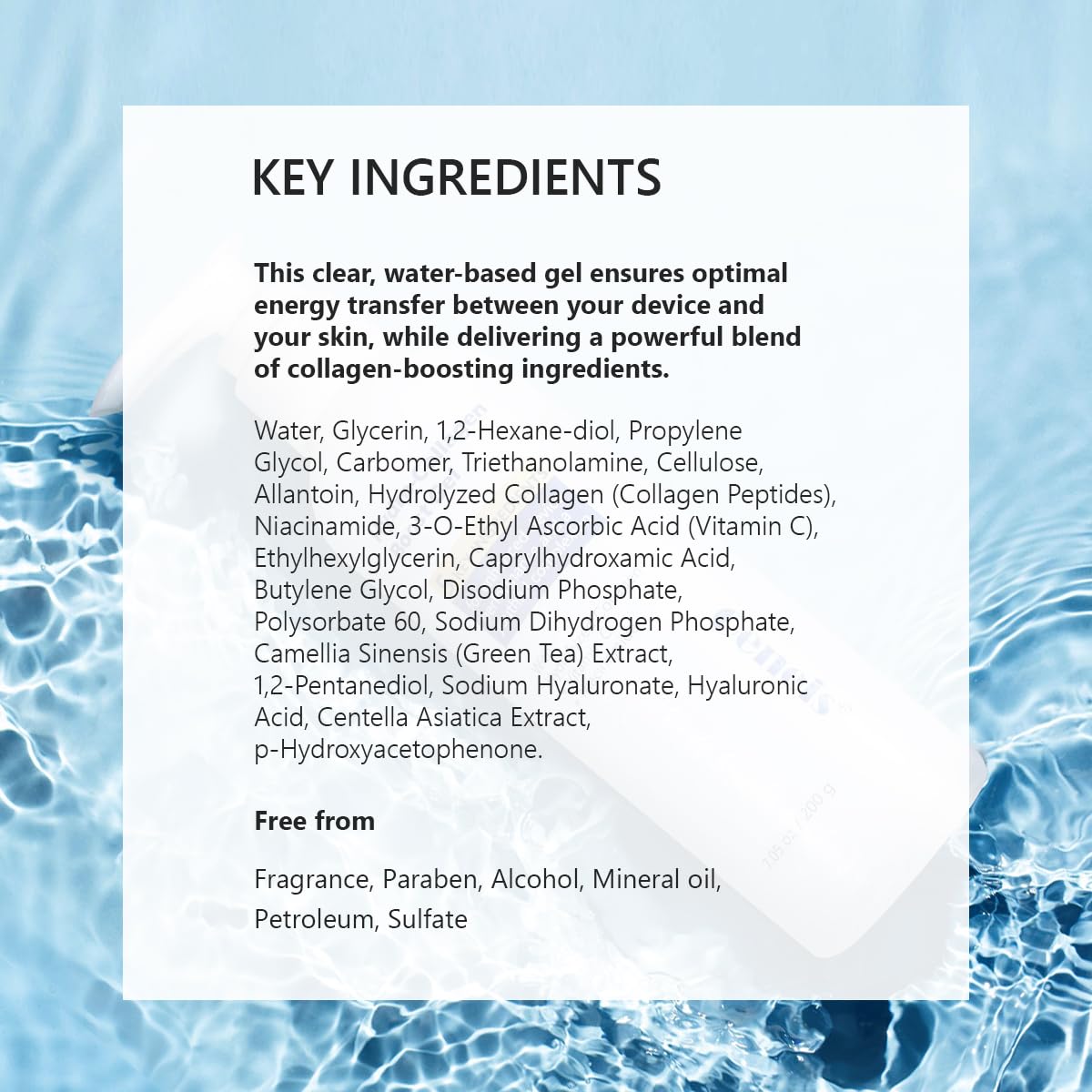 Oeneis Hydro-Collagen Boost Gel packaging-closeup emphasizes clean, paraben-free protection.
